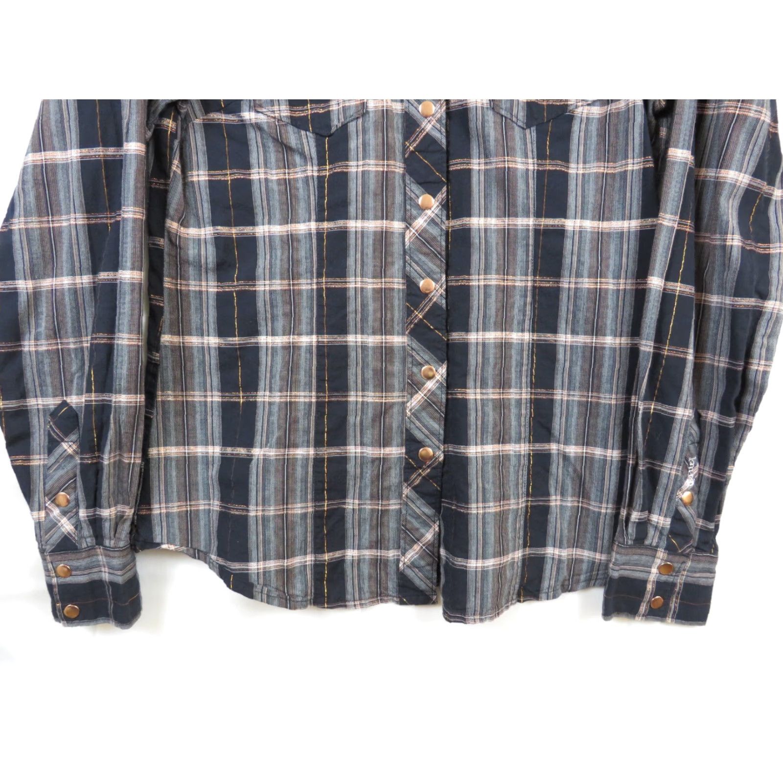 Vintage VINTAGE Cruel Gray Black Plaid snap down ranch cattle Western wear woman M shirt Size M / US 6-8 / IT 42-44 - 2 Thumbnail
