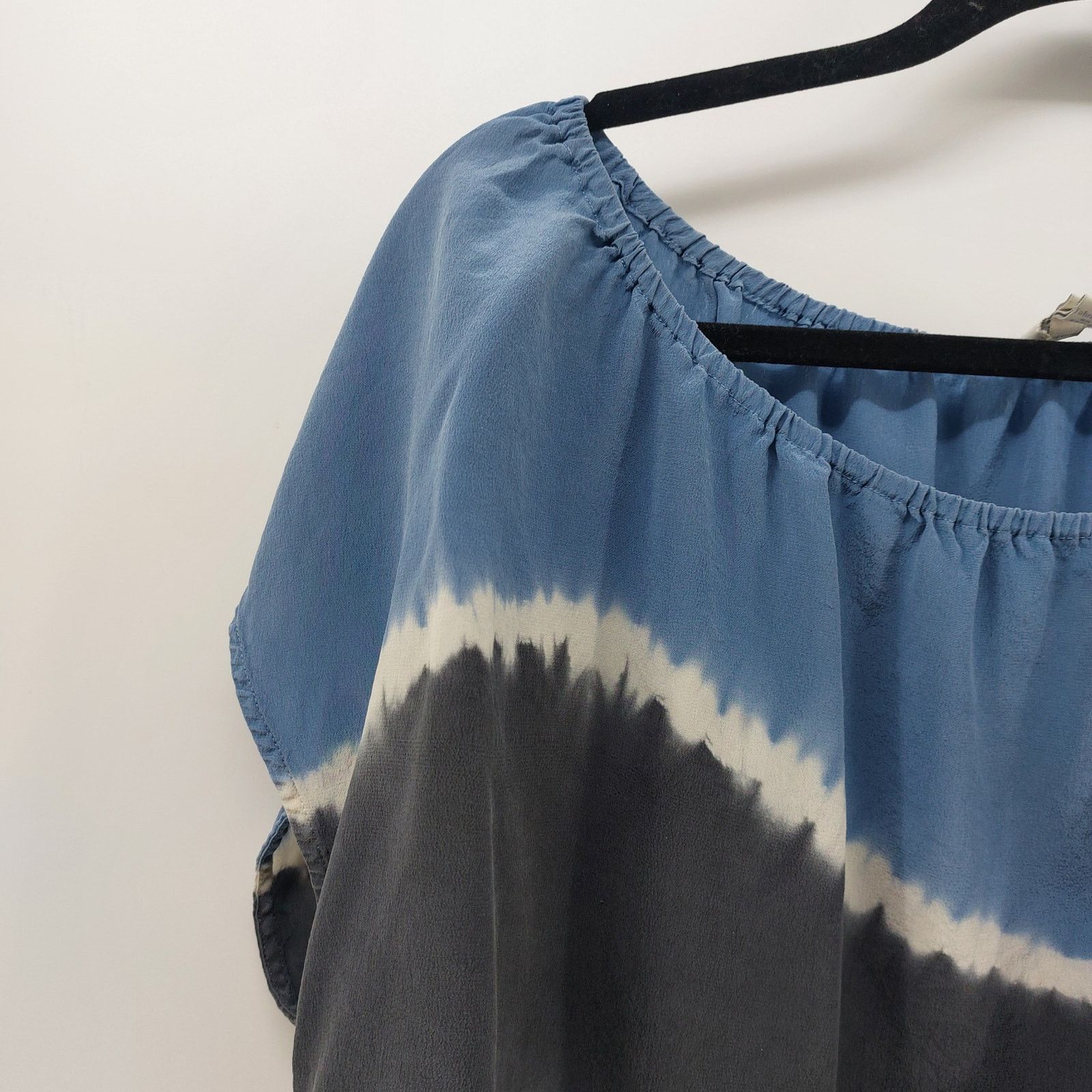 Joie Joie Solid Blue Black 100% Silk Blouse Top Medium Tie Dye Size M / US 6-8 / IT 42-44 - 6 Thumbnail