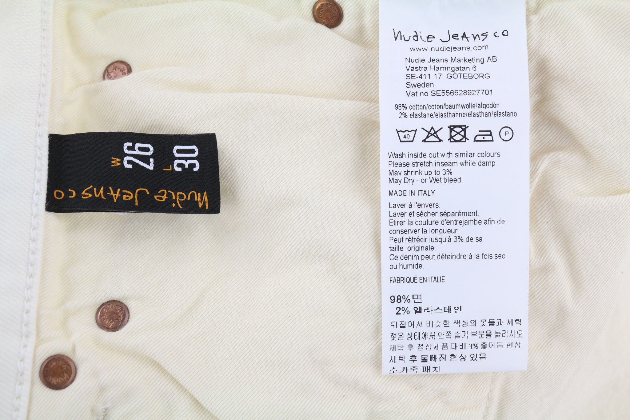 Nudie Jeans SLEEPY SIXTEN W26/L30 Relaxed Ecru Jeans 80601 Size 26" / US 2 / IT 38 - 6 Thumbnail