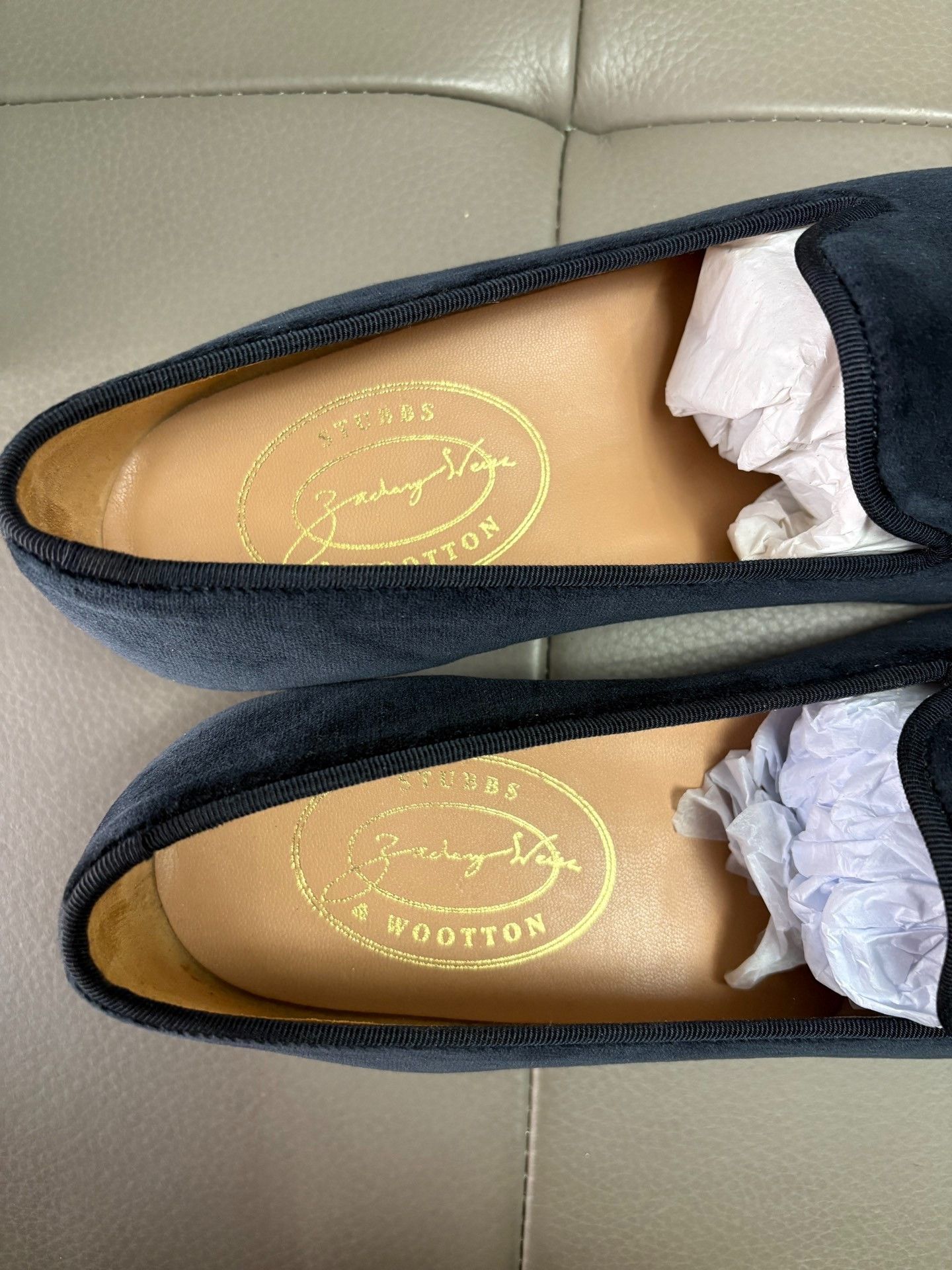 Stubbs & Wootton Black Velvet Loafers, Men's (Size 10) — image 6 of 6