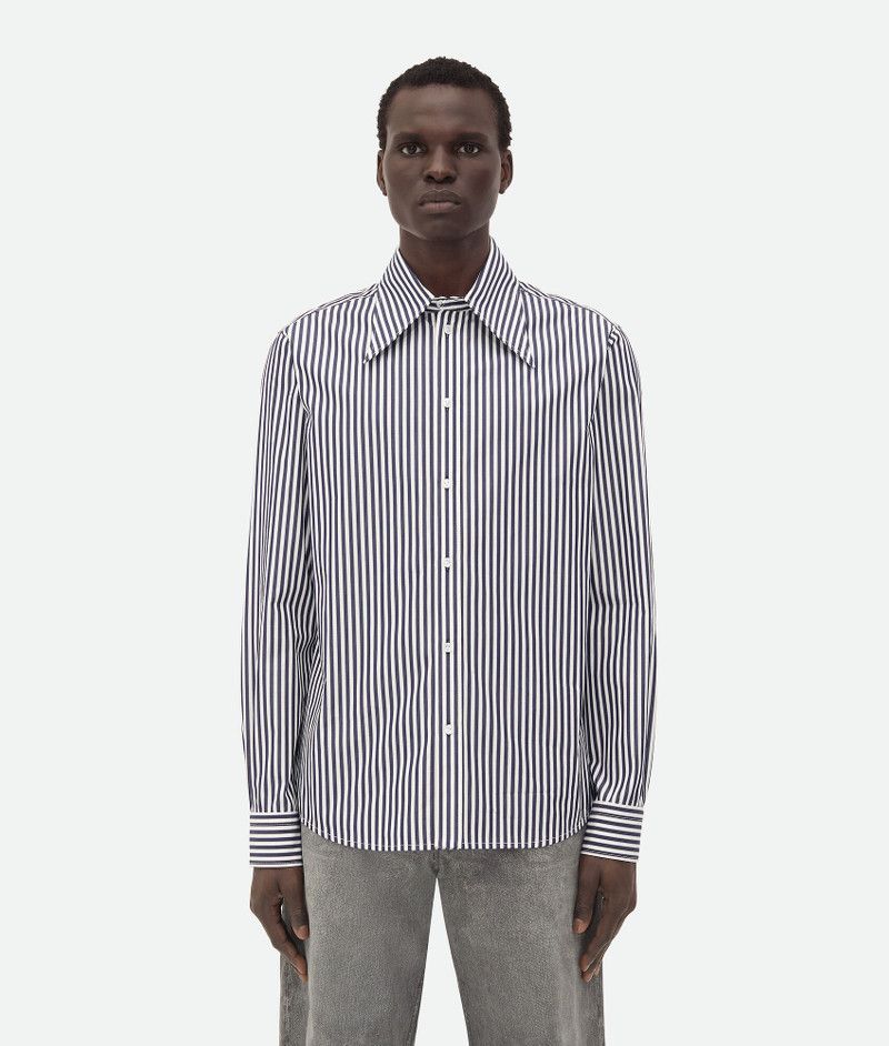 Bottega Veneta o1bcso1str0526 Striped Poplin Shirt in Blue/White Size US L / EU 52-54 / 3 - 1 Thumbnail