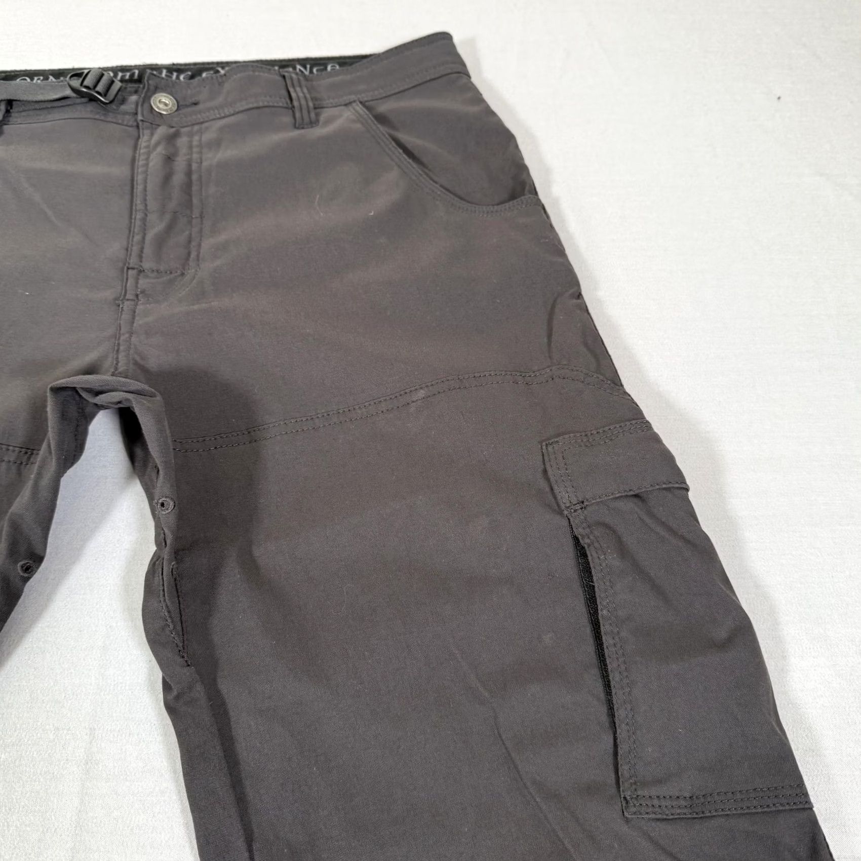 Prana prAna Zion Stretch Cargo Pants Mens 34x30 Gray Lightweight Hiking Outdoor Belted Zip Fly Pockets Cargo Waist Adjustable Regular Fit Casual Travel Mens Size US 34 / EU 50 - 3 Thumbnail