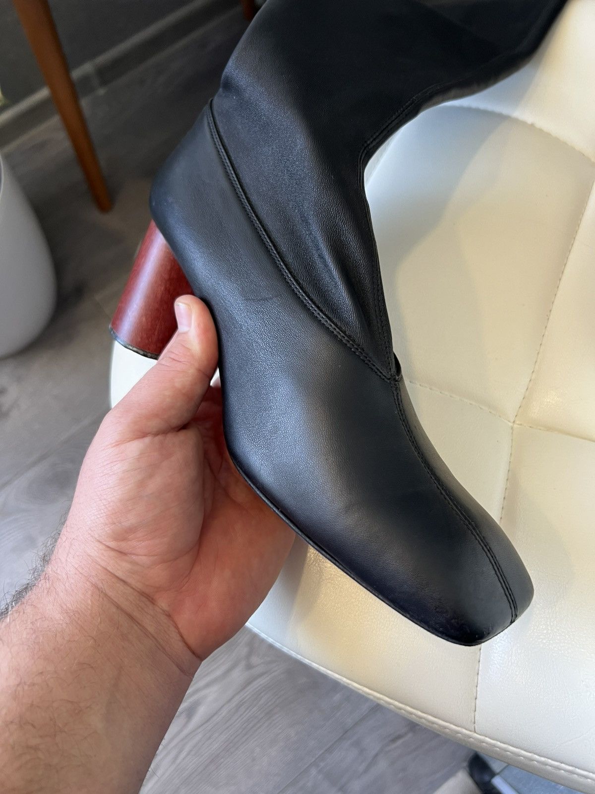 Helmut Lang Helmut Lang Black Leather Knee-High Boots Block Heel Size 39 Size US 9 / IT 39 - 16 Thumbnail