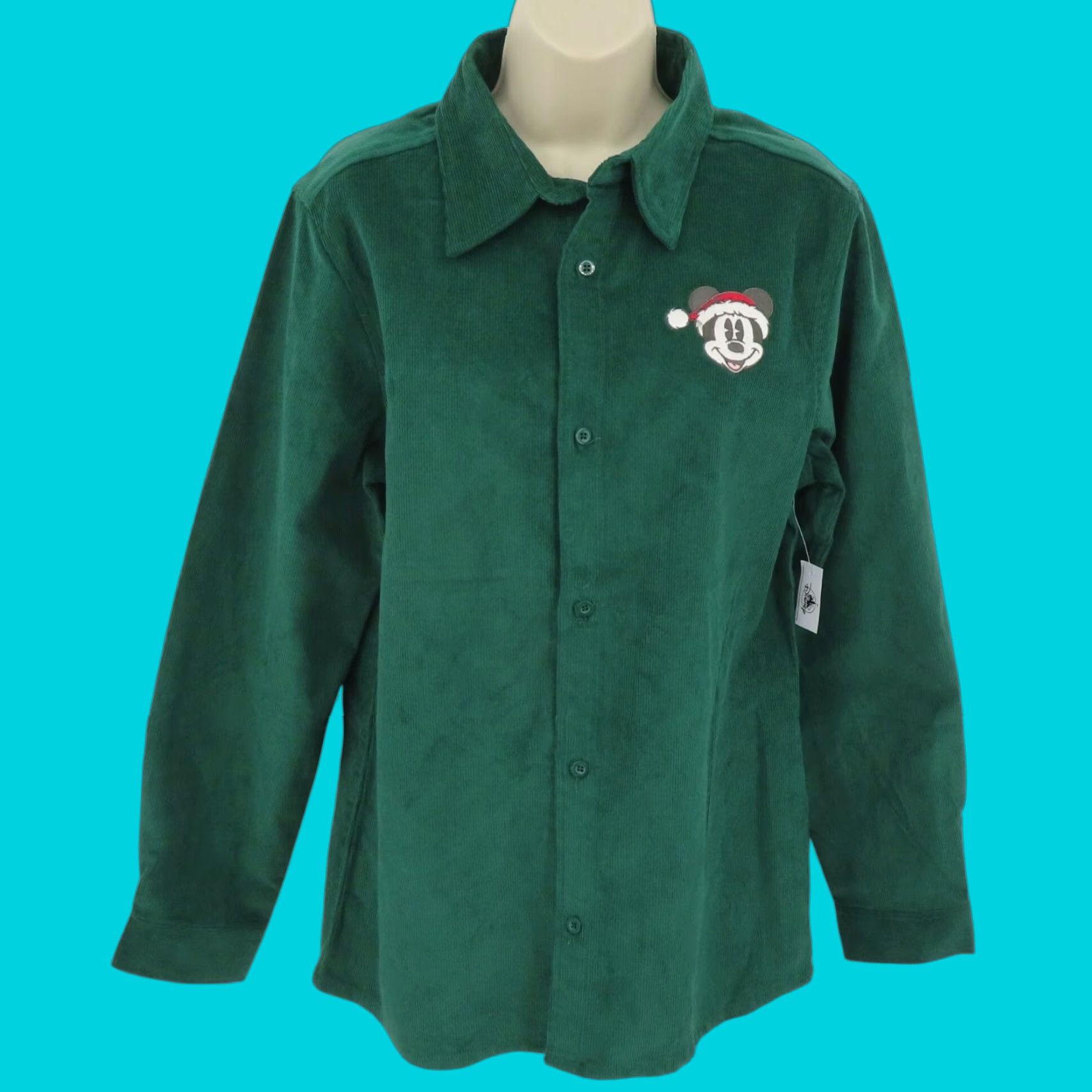 Disney Disney Men S Green Corduroy Button Embroidered Santa Mickey Shirt NEW Size US S / EU 44-46 / 1 - 1 Thumbnail