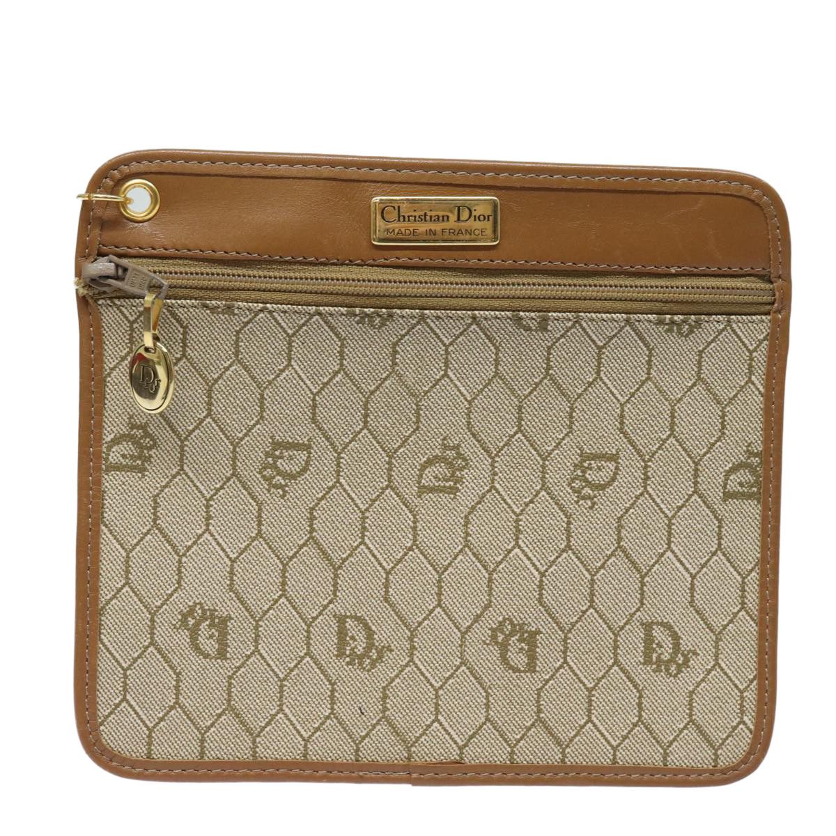 Dior Honeycomb Beige Canvas Clutch Bag (Pre-Owned) Size ONE SIZE - 1 Thumbnail