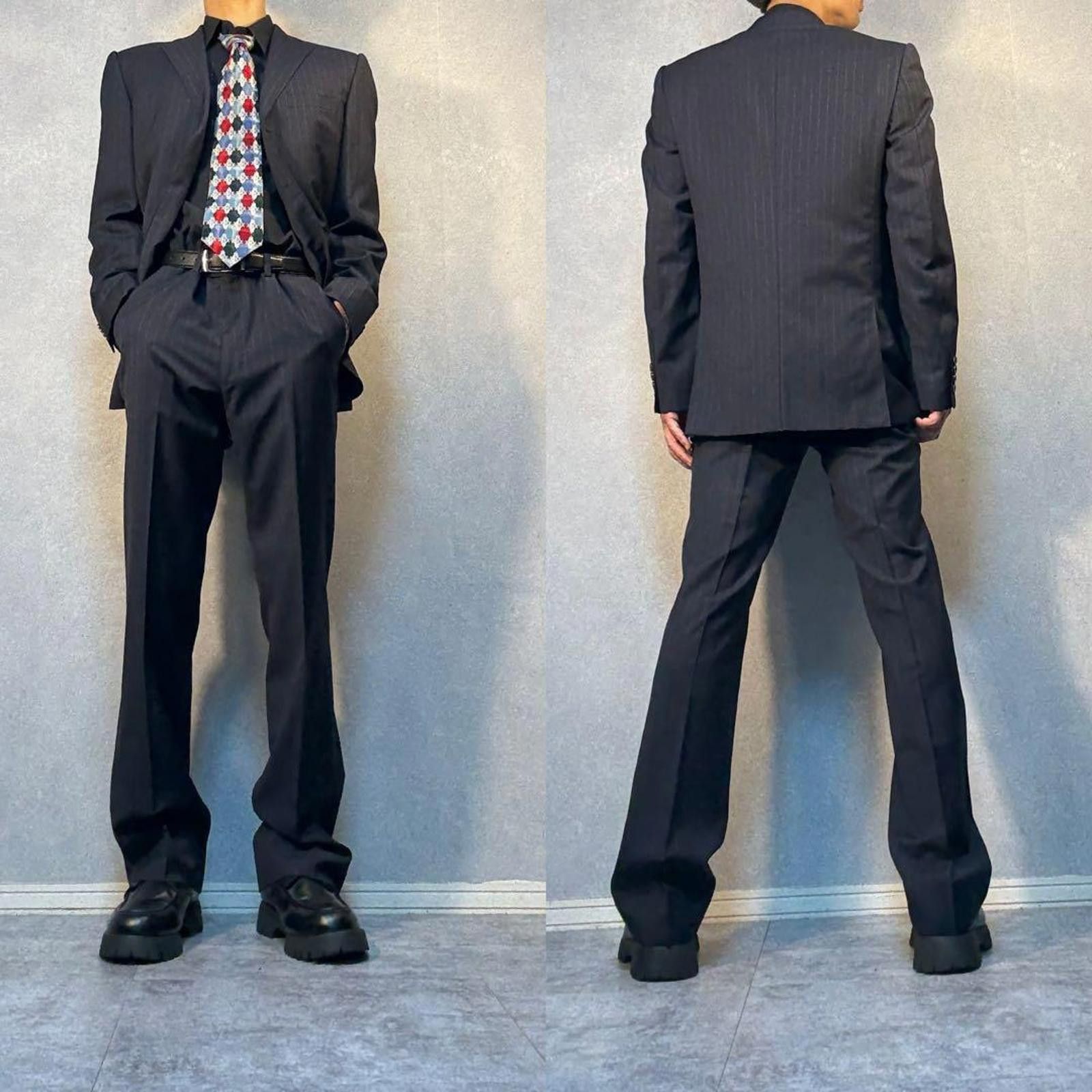 Givenchy Givenchy - Men's Black Pinstripe Suit Jacket and Trousers Size 38R - 2 Thumbnail