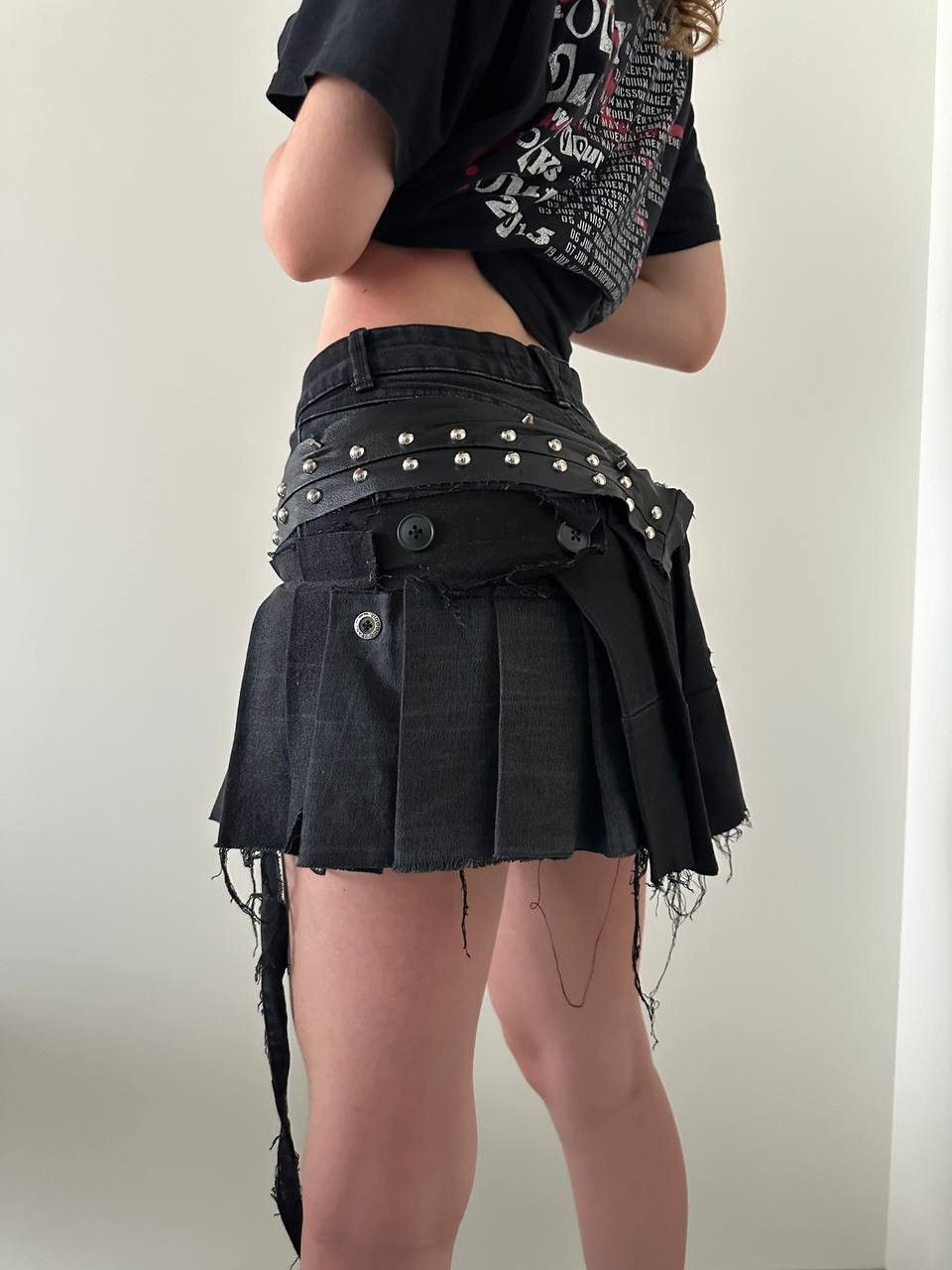 RARE! Vintage Mini Skirt Handmade Gothic 00's Denim Grunge