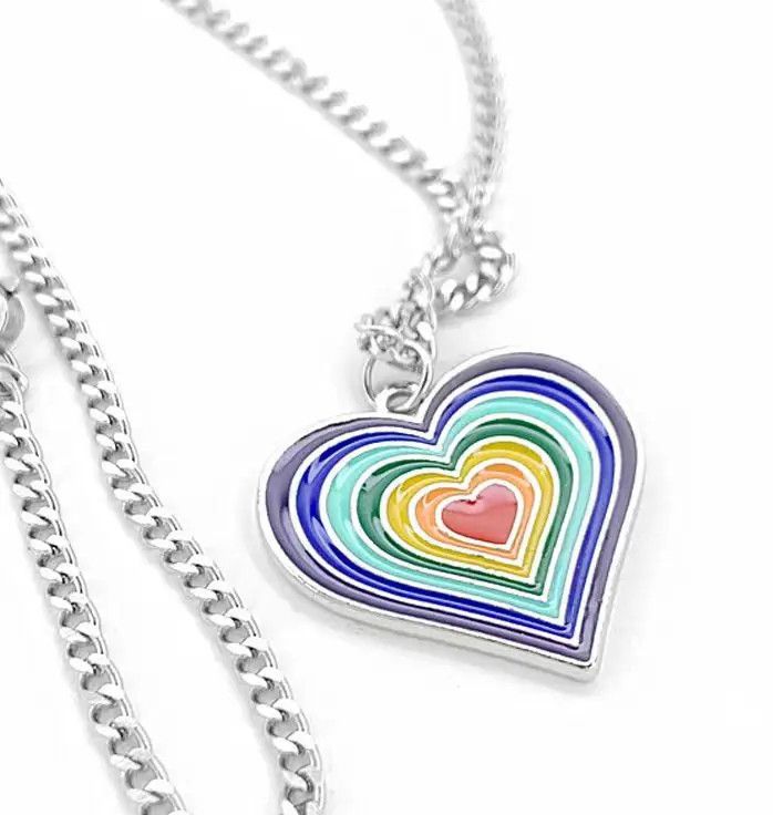 Designer × Japanese Brand × Vintage Rainbow Heart Rare Design Necklace Size ONE SIZE - 2 Thumbnail