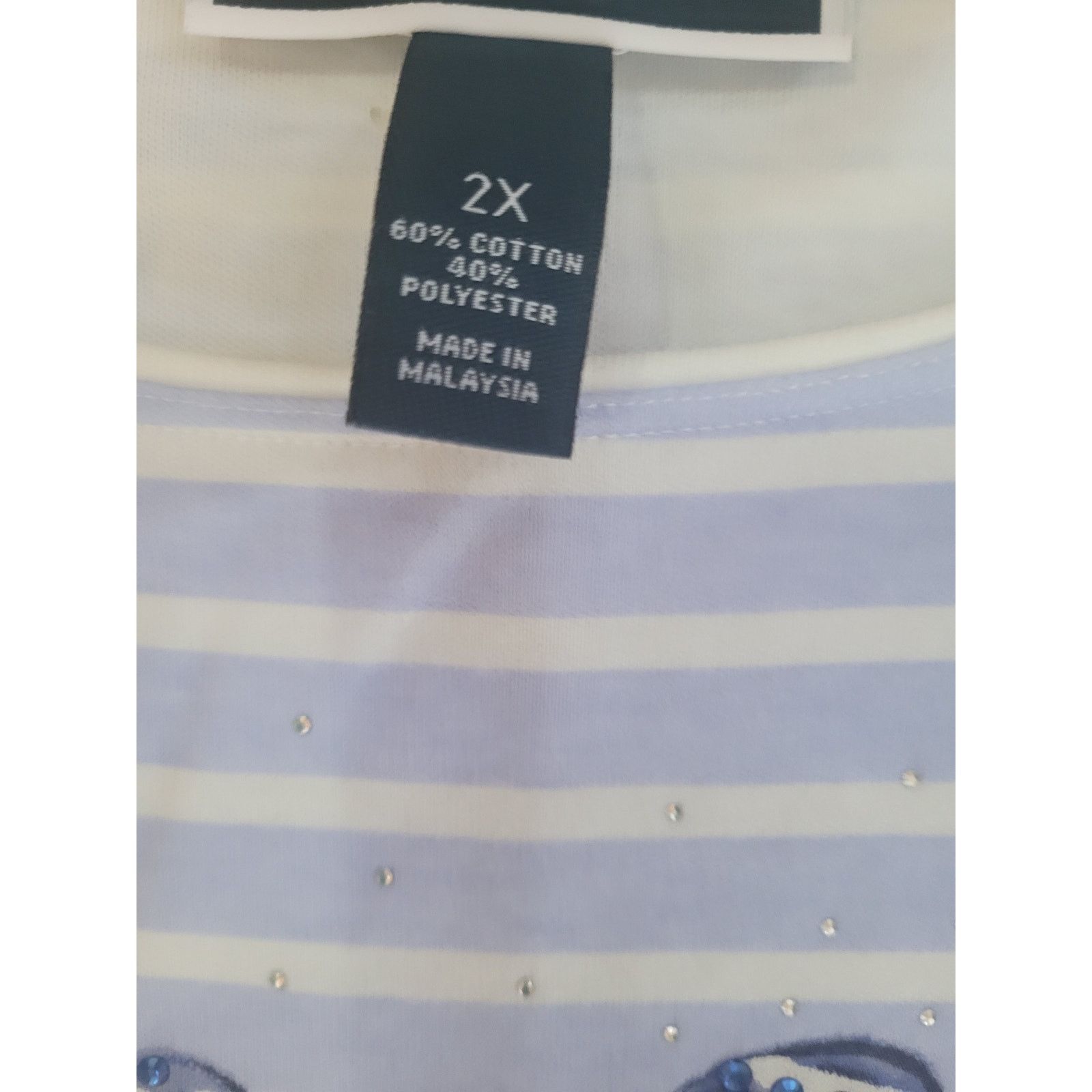 Other Karen Scott Blu/Wht Striped Shirt Flip Flop Design NWOT 2X Size XXL / US 16-18 / IT 52-54 - 6 Thumbnail