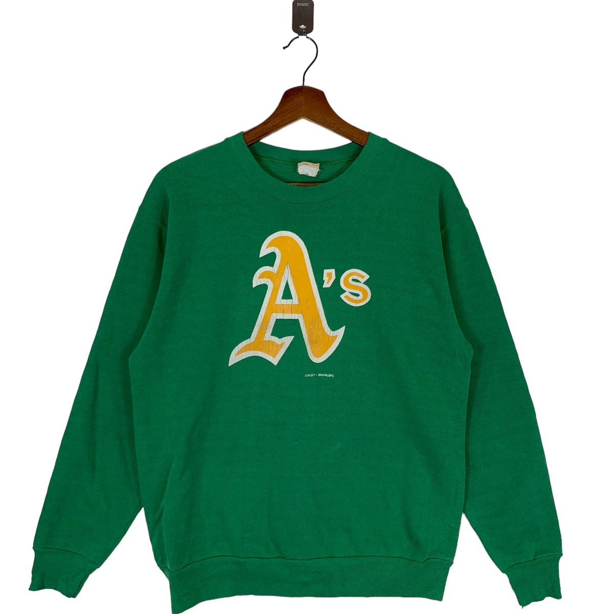 VINTAGE 80s OAKLAND ATHLETIC MLB LOGO 7 PULLOVER CREWNECK