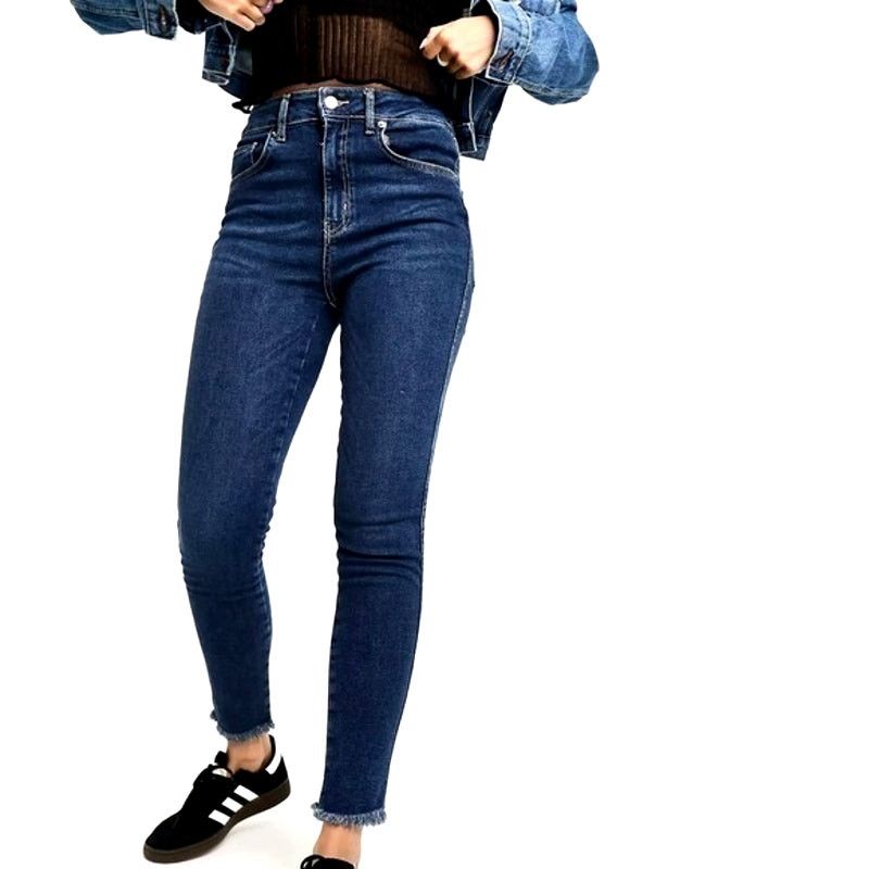 Free People Free People High-Rise Raw-Edge Skinny Jeans Deep Indigo 26 Size 26" / US 2 / IT 38 - 4 Thumbnail