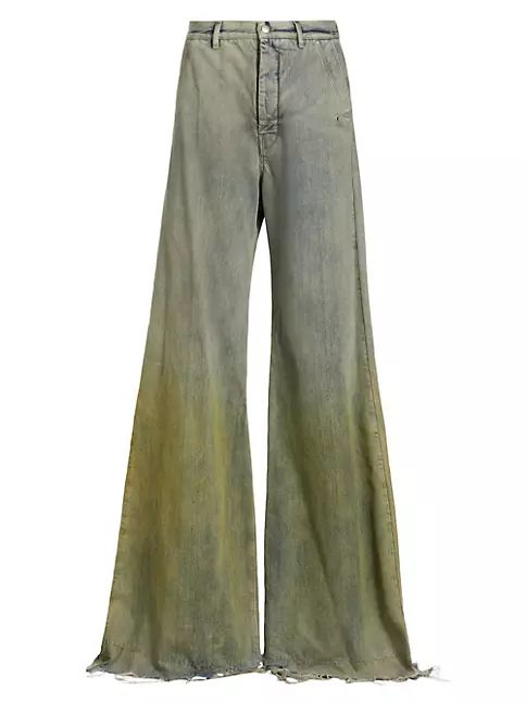 Pre-owned Rick Owens Os11x0224 Dégradé Wide-leg Jeans In Pearl Acid Degrade