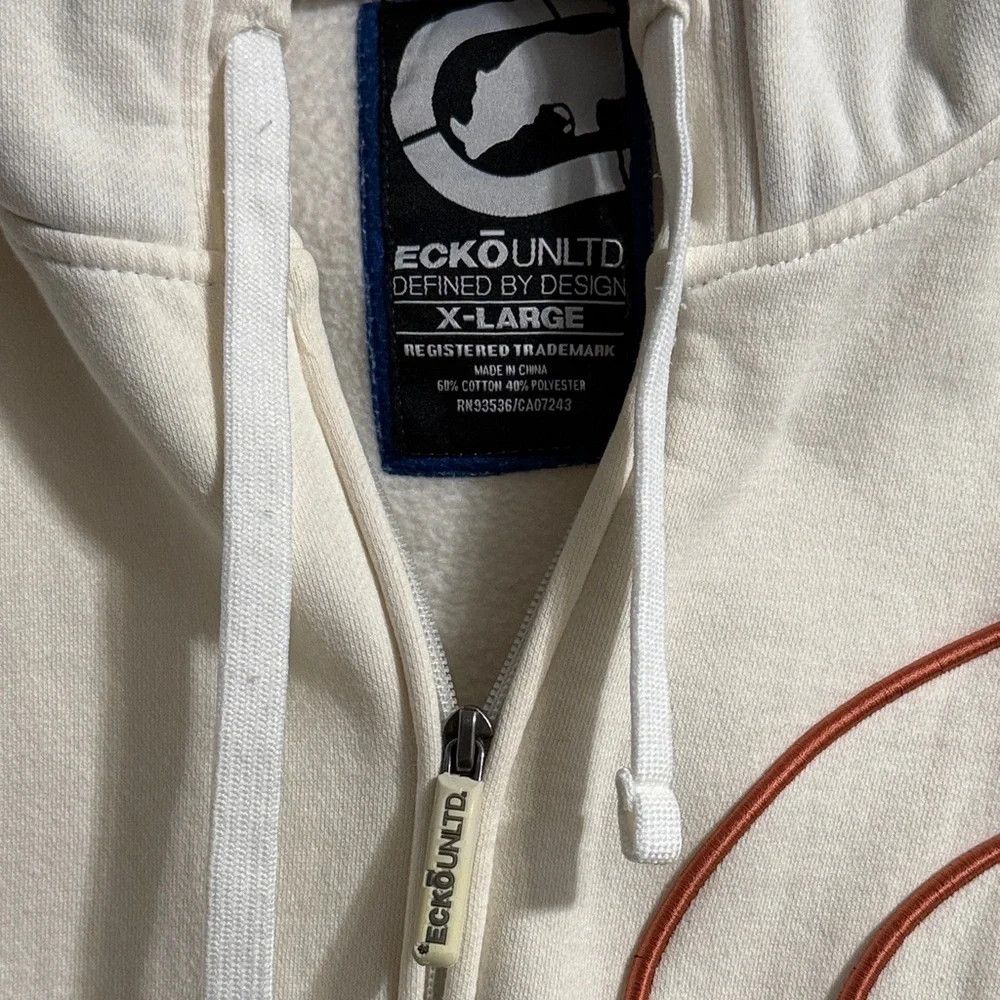 Ecko Unltd. Ecko Unltd Y2K Ivory Full Zip Embroidered Logo Hoodie Size US XL / EU 56 / 4 - 7 Thumbnail
