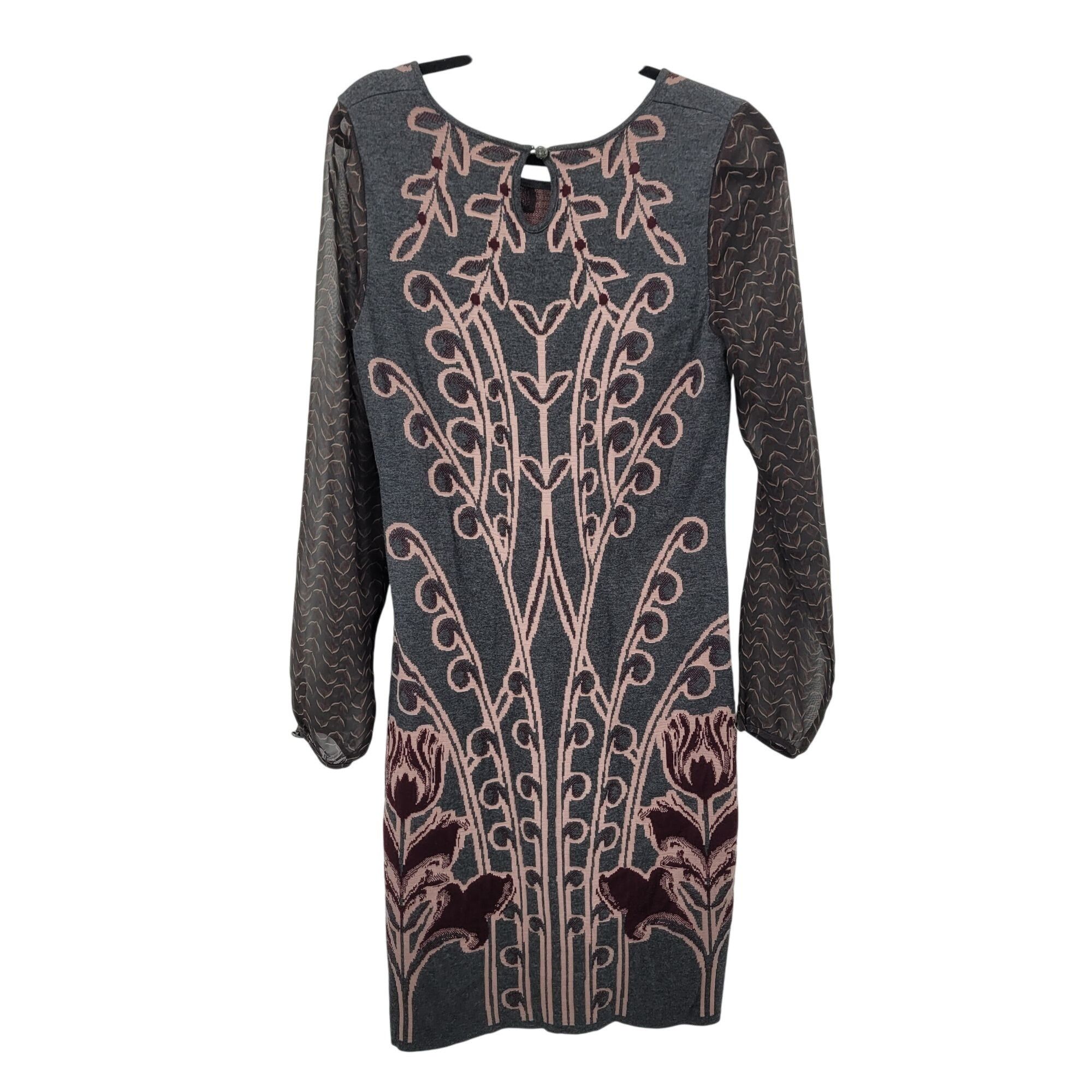Designer Anthropologie Knitted & Knotted Floral Sweater Dress S Gray Size S / US 4 / IT 40 - 9 Thumbnail