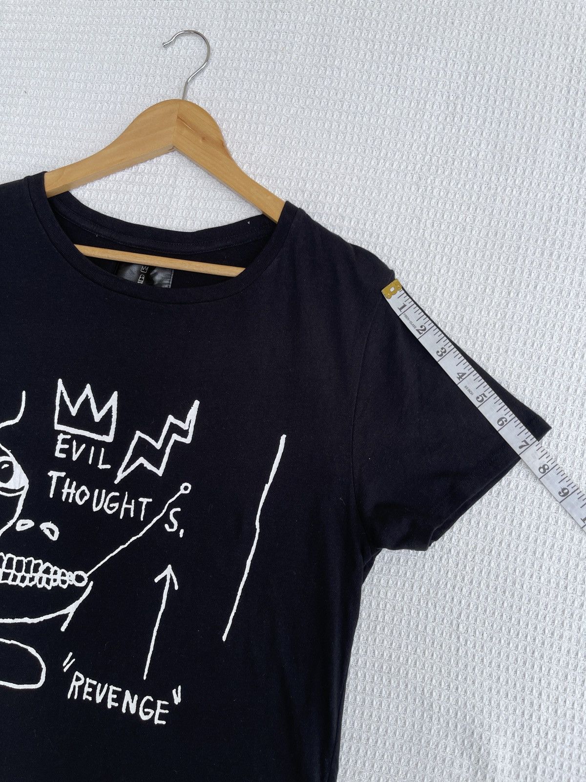 Jean-Michel Basquiat Last Drop🔥Vtg Jean Michel Basquiat Evil Thought Revenge Tee Size M / US 6-8 / IT 42-44 - 10 Thumbnail