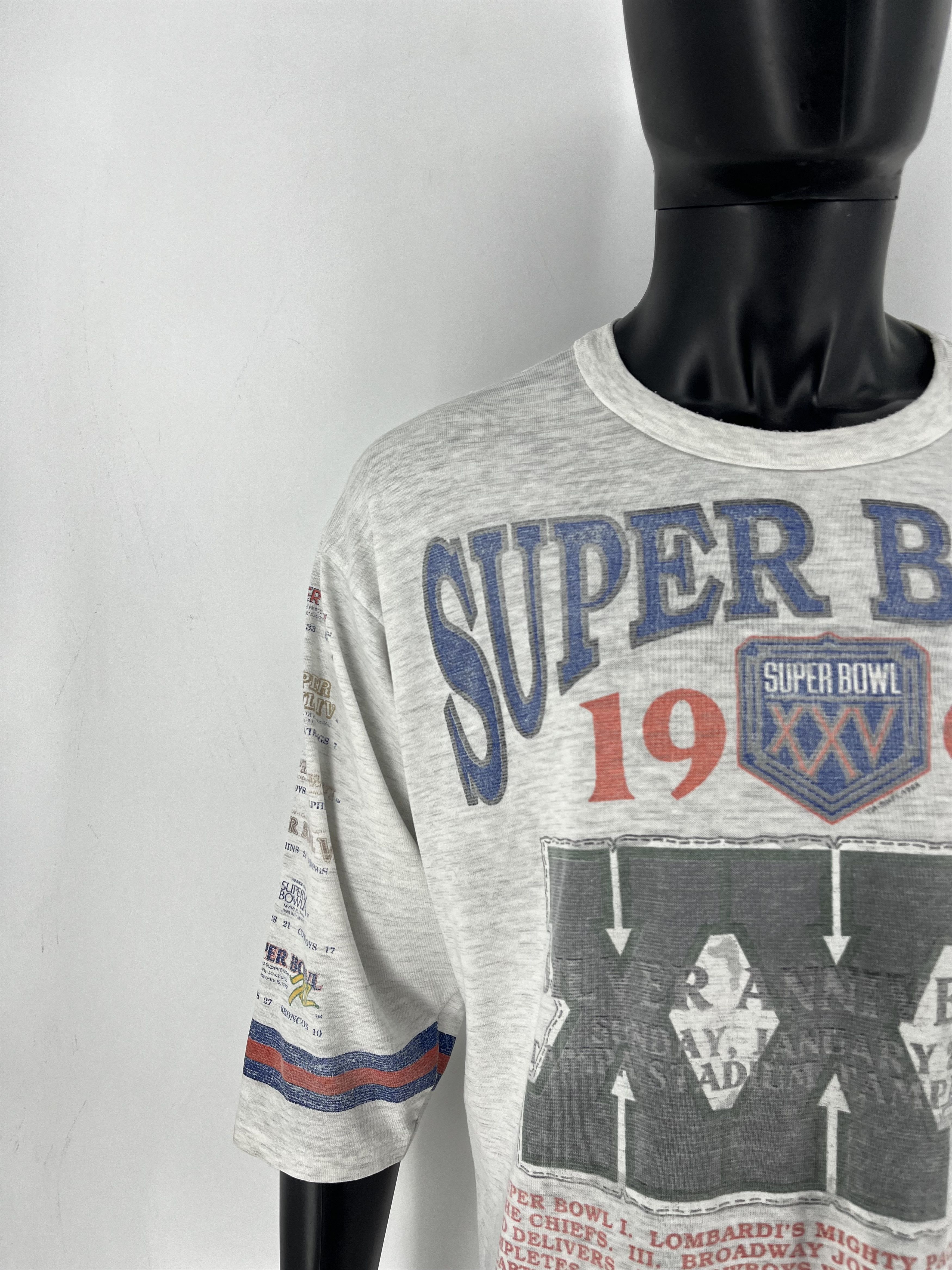 NFL Vintage 90s Super Bowl XXV 1991 Tee XL Long Gone USA 3/4 Size US XL / EU 56 / 4 - 7 Thumbnail