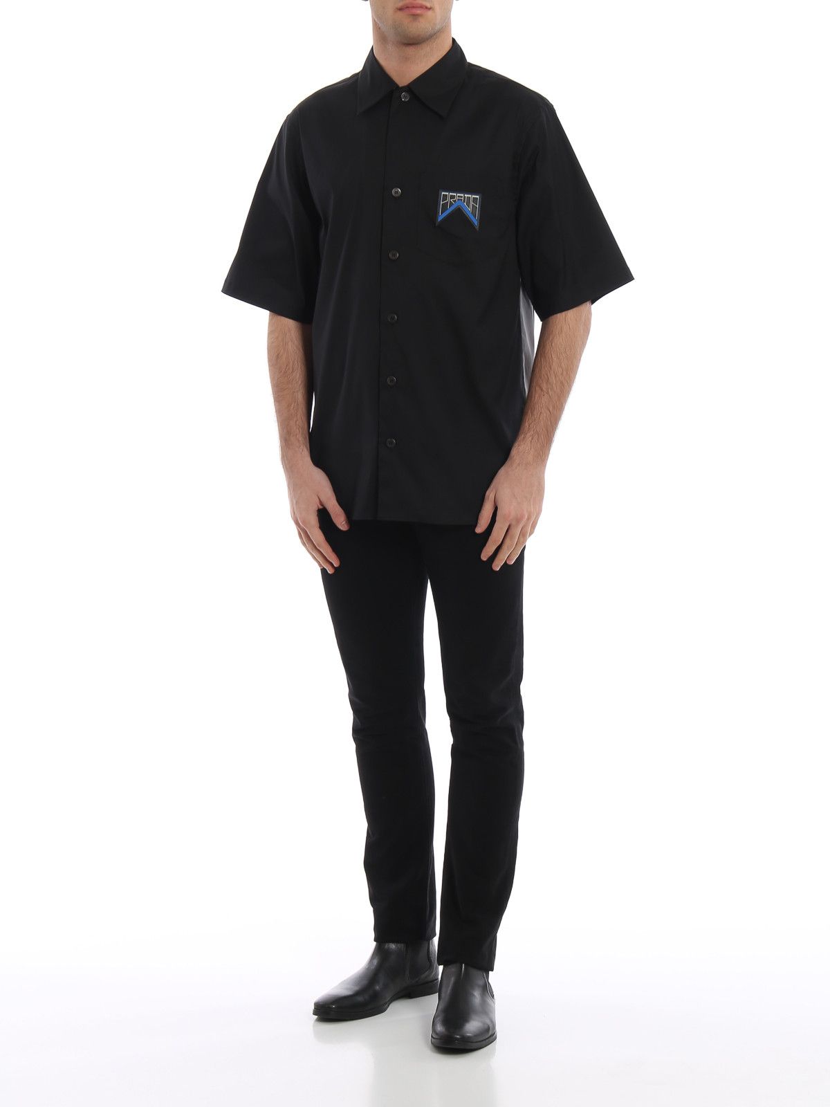 Prada 2018 PRADA Rubber Patch Logo Bowling Shirt Size US L / EU 52-54 / 3 - 5 Thumbnail