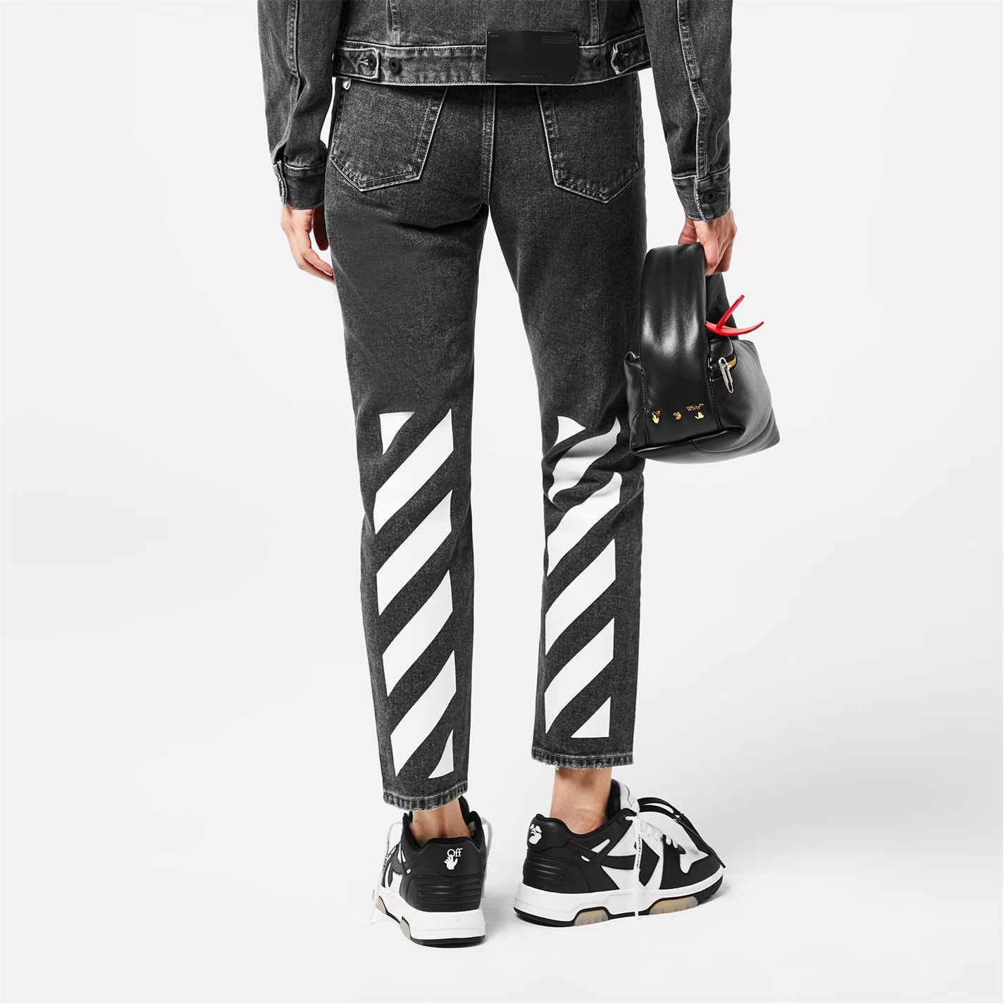 Off-White o1g2r1mq0125 Diagonal Stripe Jeans in Grey & White Size 25" / US 0 / IT 36 - 7 Thumbnail