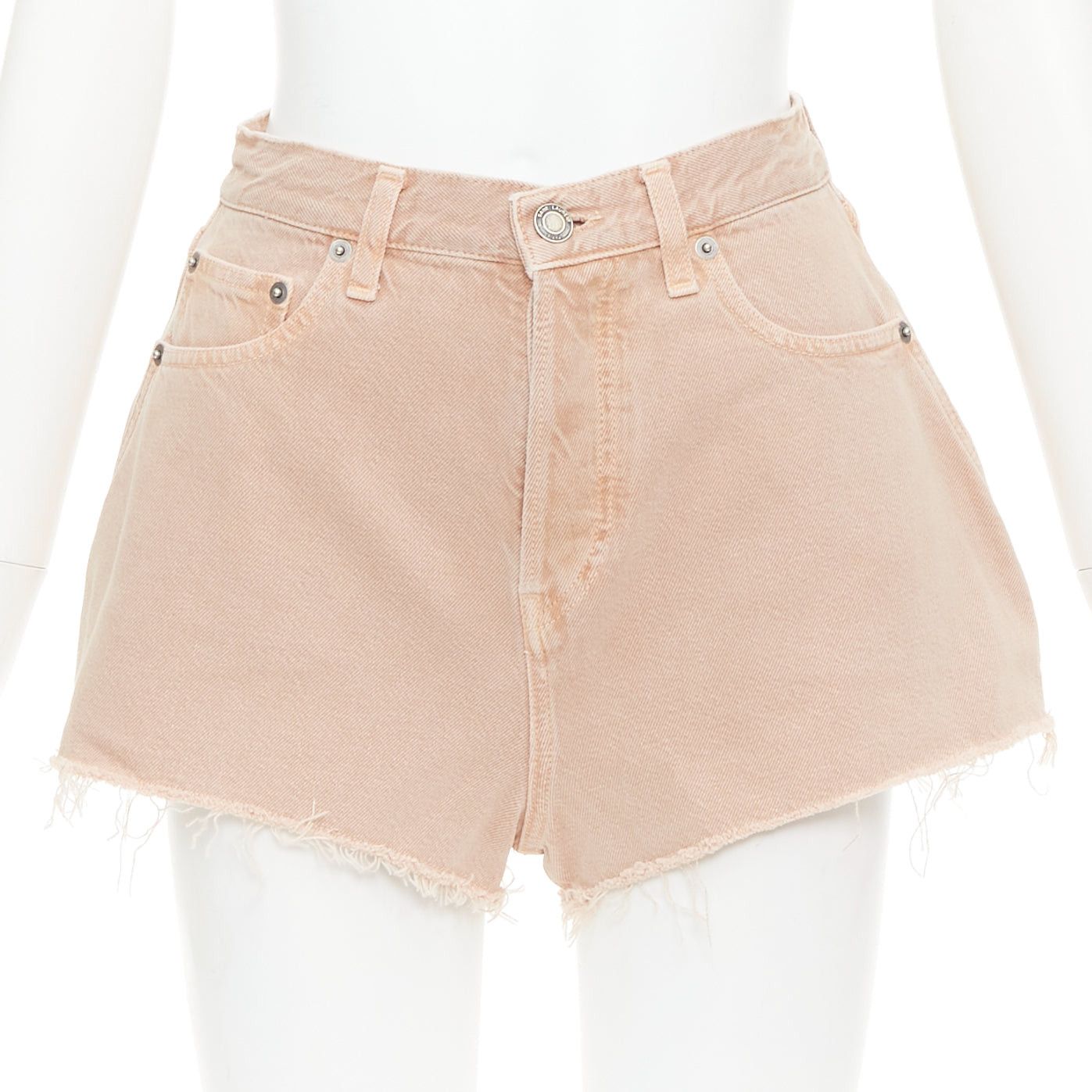 Saint Laurent Paris SAINT LAURENT 2020 dusty pink washed denim logo tag flared shorts 25" Size 27" / US 4 / IT 40 - 1 Thumbnail
