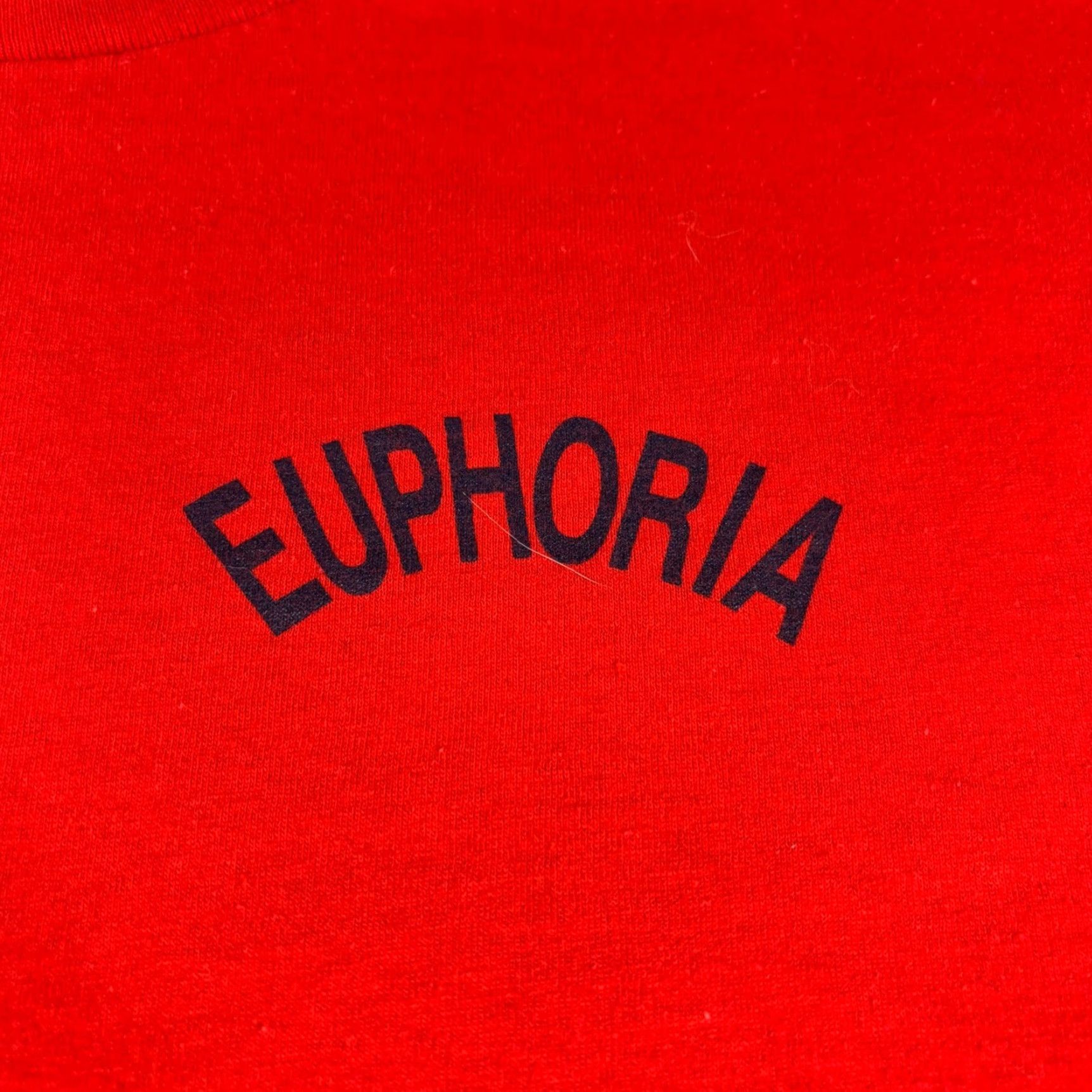 Vintage VINTAGE Stedman Red Euphoria T Shirt Mens L 80s USA Graphic Crew Neck Short Sleeve Cotton Polyester Blend Preshrunk Logo Size US L / EU 52-54 / 3 - 7 Thumbnail