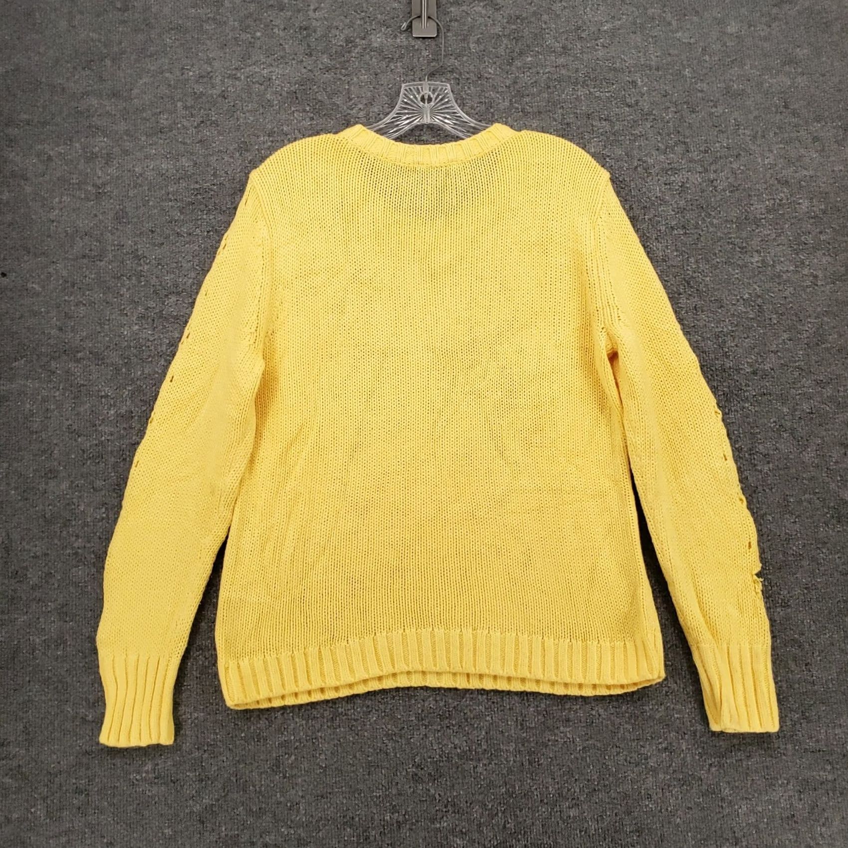Talbots Talbots Sweater Womens PM Medium Petite Yellow Cable Knit Crew Neck Pullover Size M / US 6-8 / IT 42-44 - 2 Thumbnail