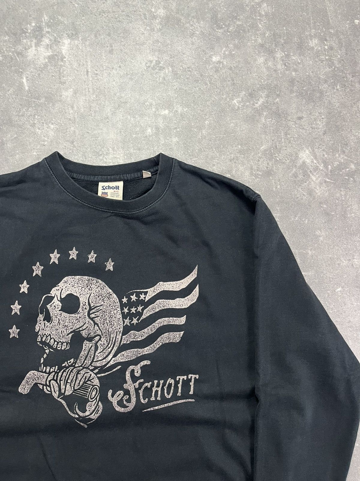 Schott Schott Vintage Skull Logo Crewneck Sweatshirt XL Size US XL / EU 56 / 4 - 7 Thumbnail