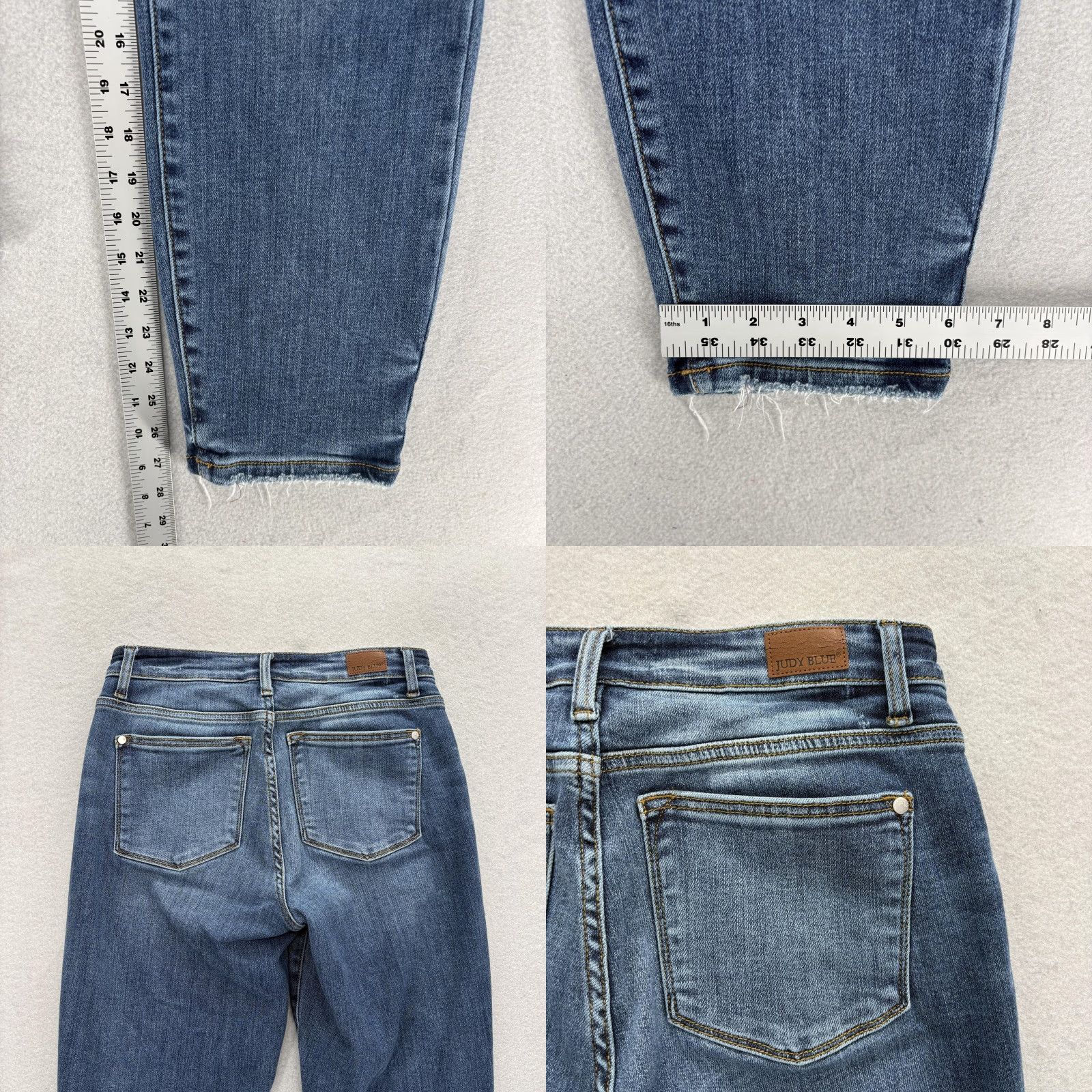 Denime Judy Blue Jeans Womens 3/26 Blue Medium Wash Mid Rise Fringe Denim Boyfriend Style Jeans Stretch 5-Pocket Zip Rise Mid-Relaxed Womens Jeans Blue Size 26" / US 2 / IT 38 - 8 Thumbnail