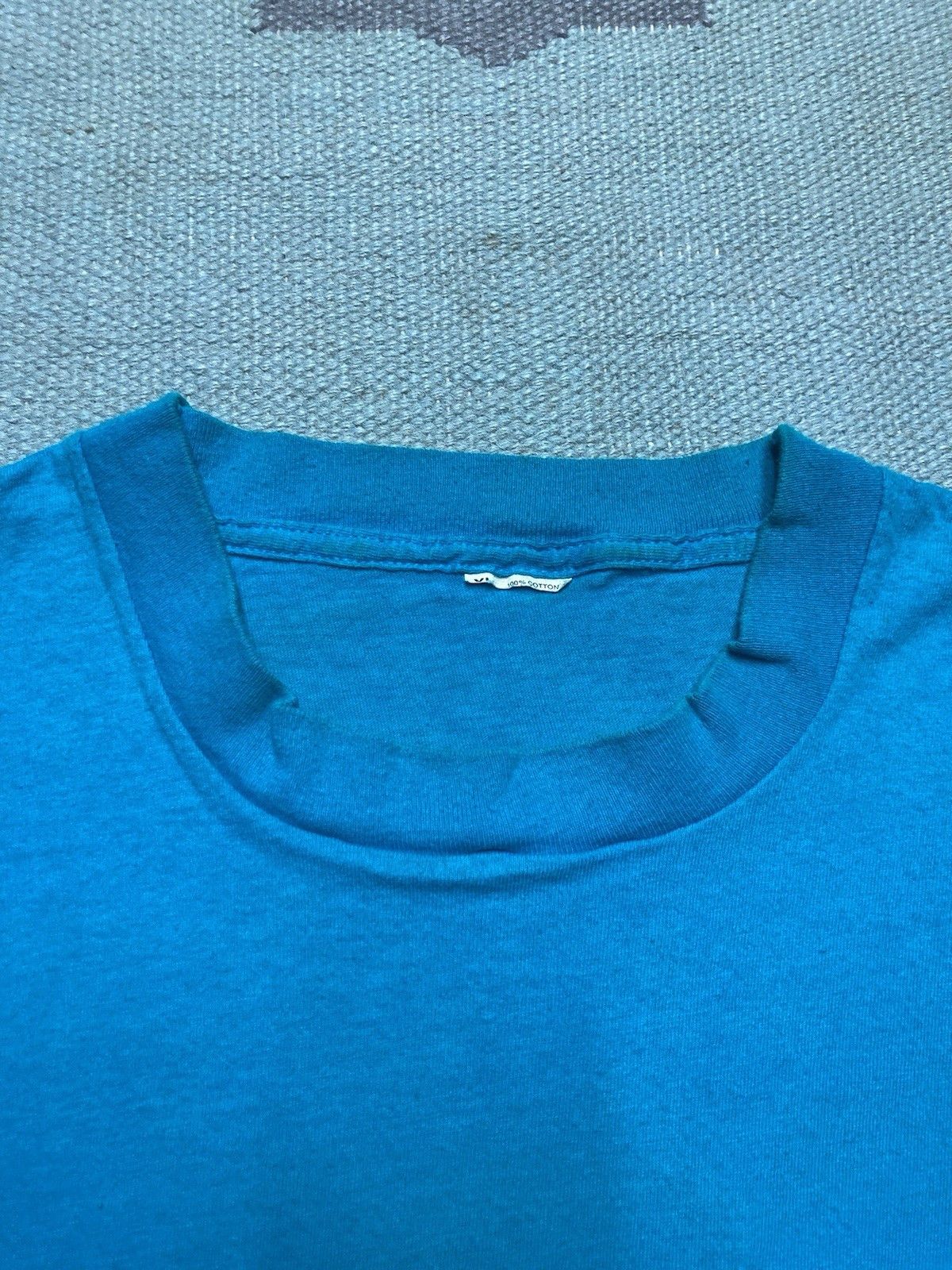 Vintage 80s pocket t shirt blank teal fruit of loom cotton soft XL Size US XL / EU 56 / 4 - 6 Thumbnail