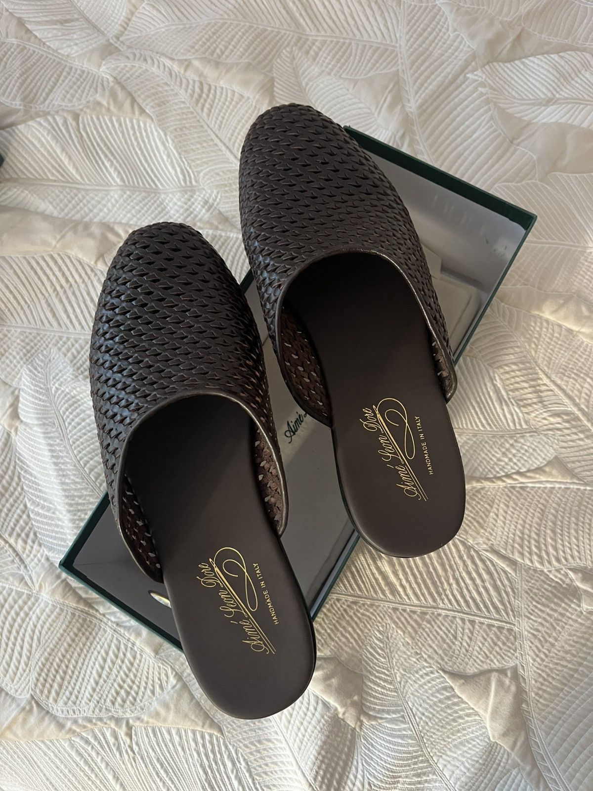 Aime Leon Dore Leather Raffia Mule | Grailed