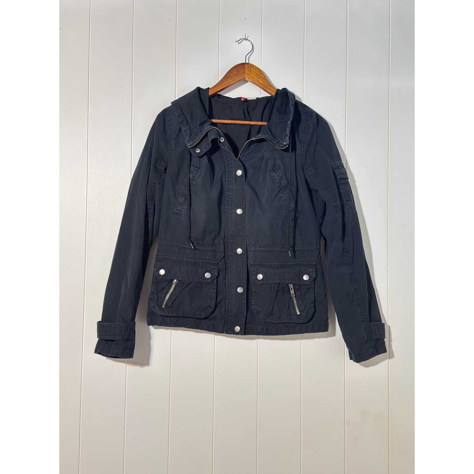 H&M H&M Hooded Cargo Utility Military Field Jacket · Black 6 Size M / US 6-8 / IT 42-44 - 1 Thumbnail