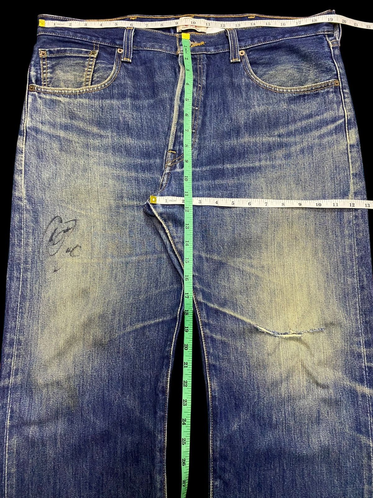 Levi's Vintage Levis 501 Y2K Mud Wash Distressed Jeans Size US 38 / EU 54 - 15 Thumbnail