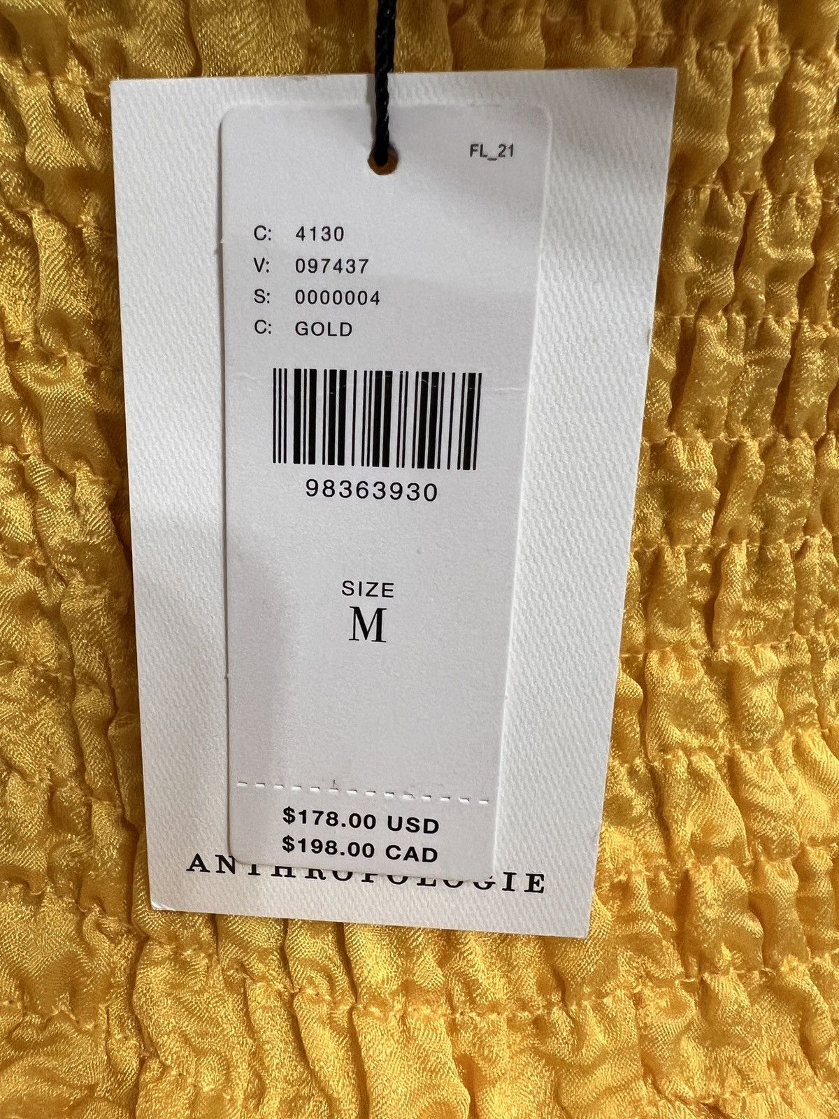 Anthropologie Anthropologie Yellow Smocked Mini Bubble Dress size M Size M / US 6-8 / IT 42-44 - 5 Thumbnail