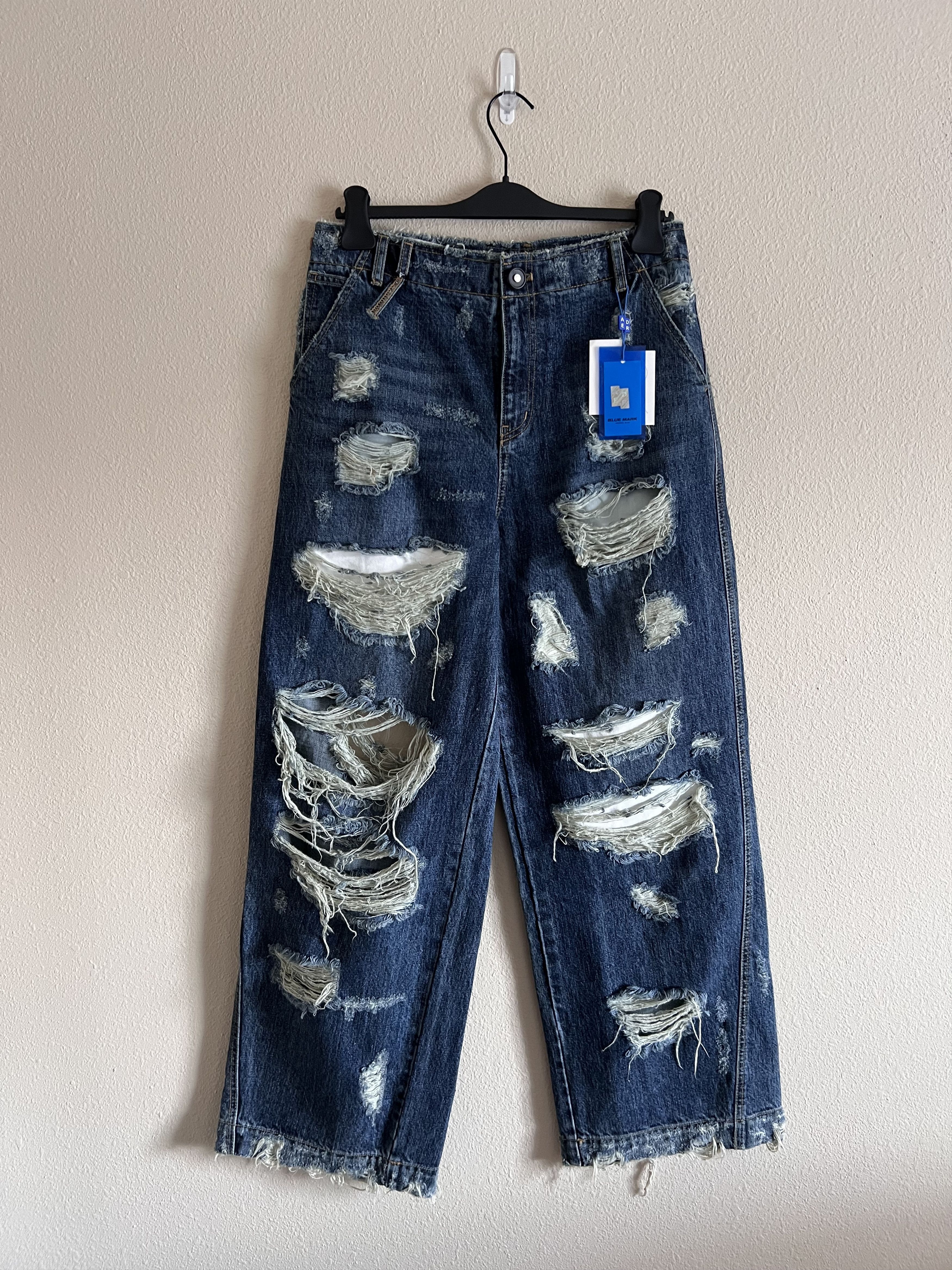 image of Ader Error Blue Distressed Jeans, Men's (Size 32)