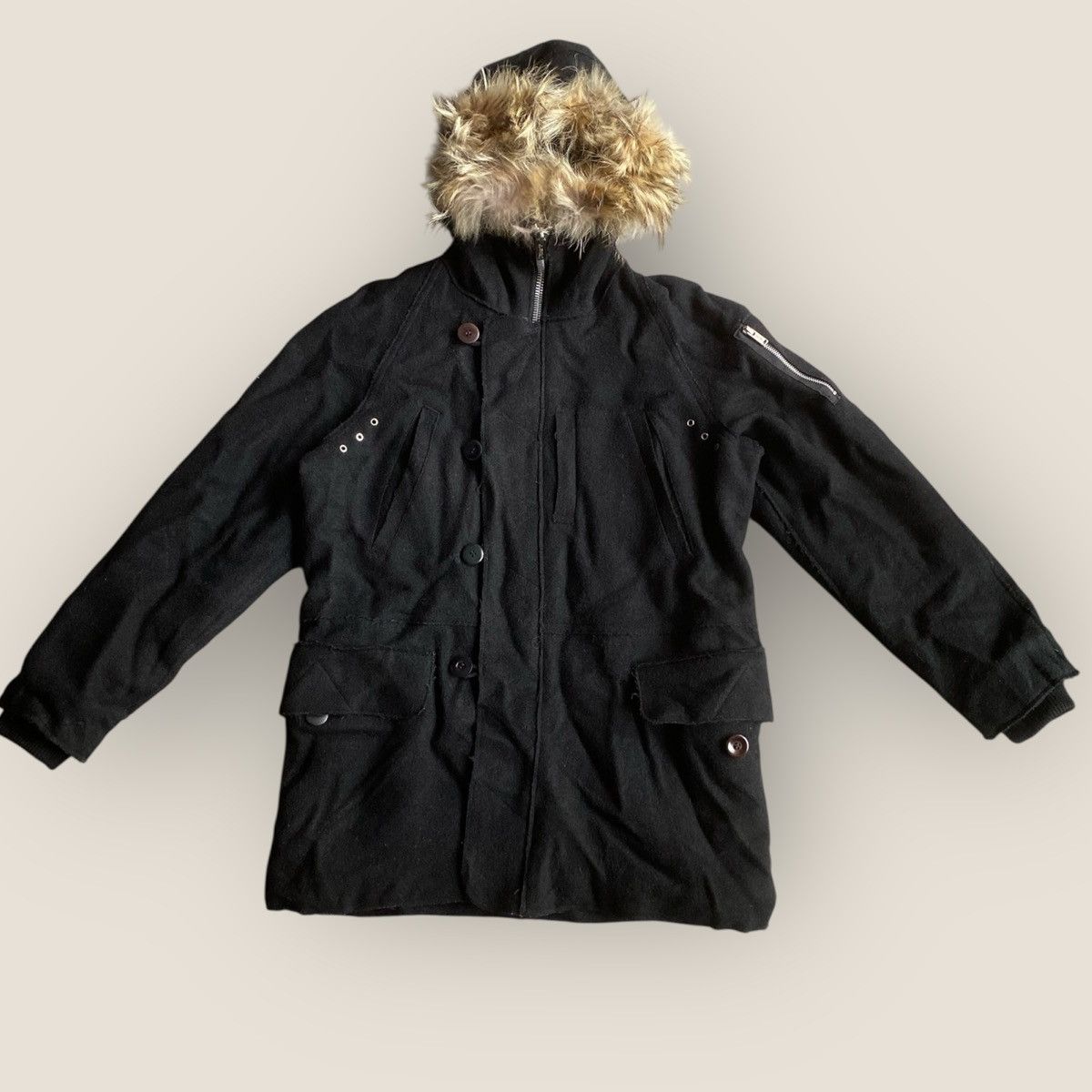Undercover Fall12 “Psycho Color” Coyote Fur Wool Short Parkas Size US M / EU 48-50 / 2 - 1 Thumbnail