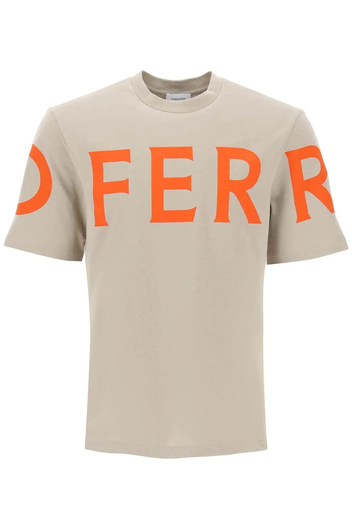 image of Salvatore Ferragamo O1S22I1N0224 Oversized Logo T-Shirt In Beige/orange, Men's (Size Medium)