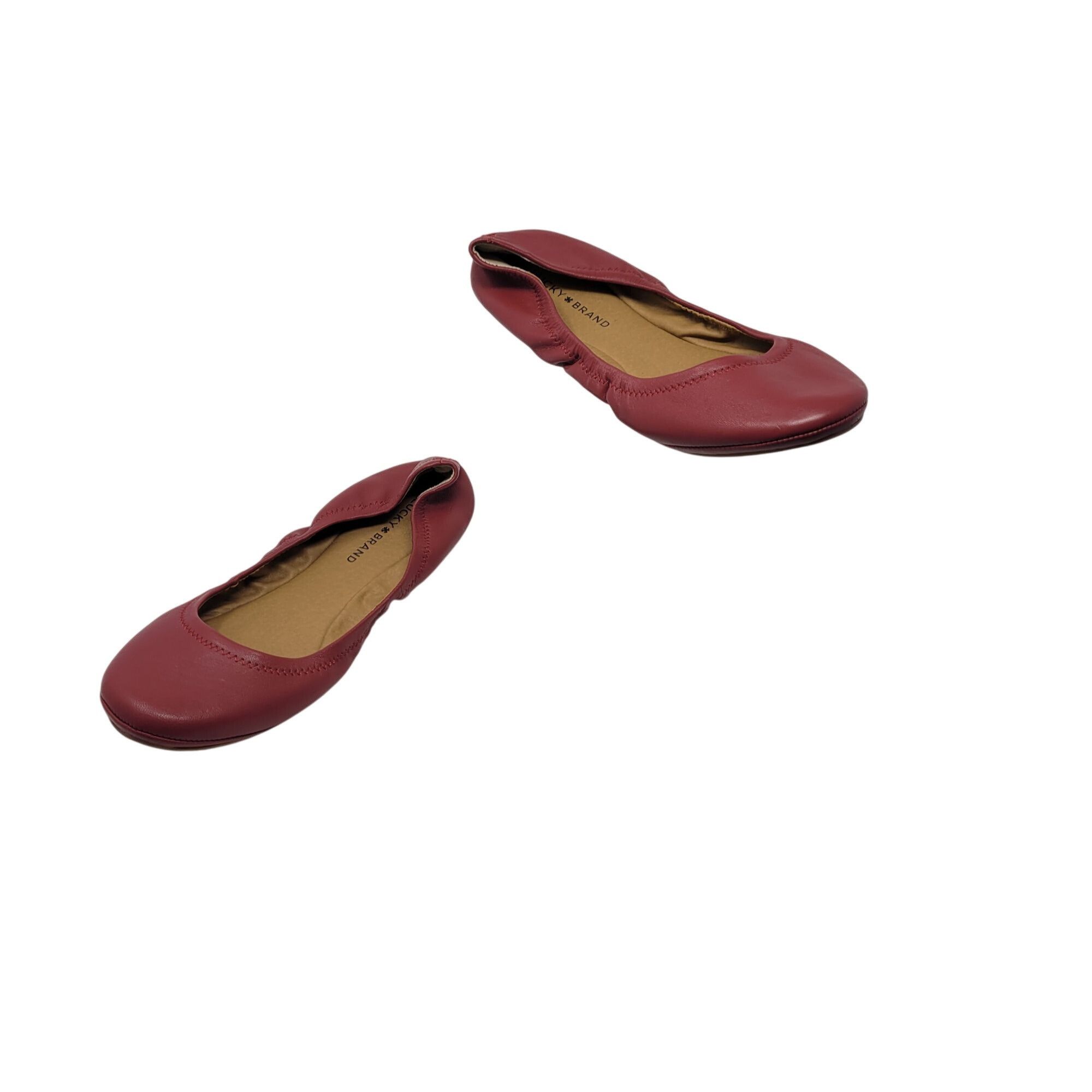 Lucky Brand Lucky Brand Womens Emmie Ballet Flat Red Leather 10 Balletco Size US 10 / IT 40 - 1 Thumbnail