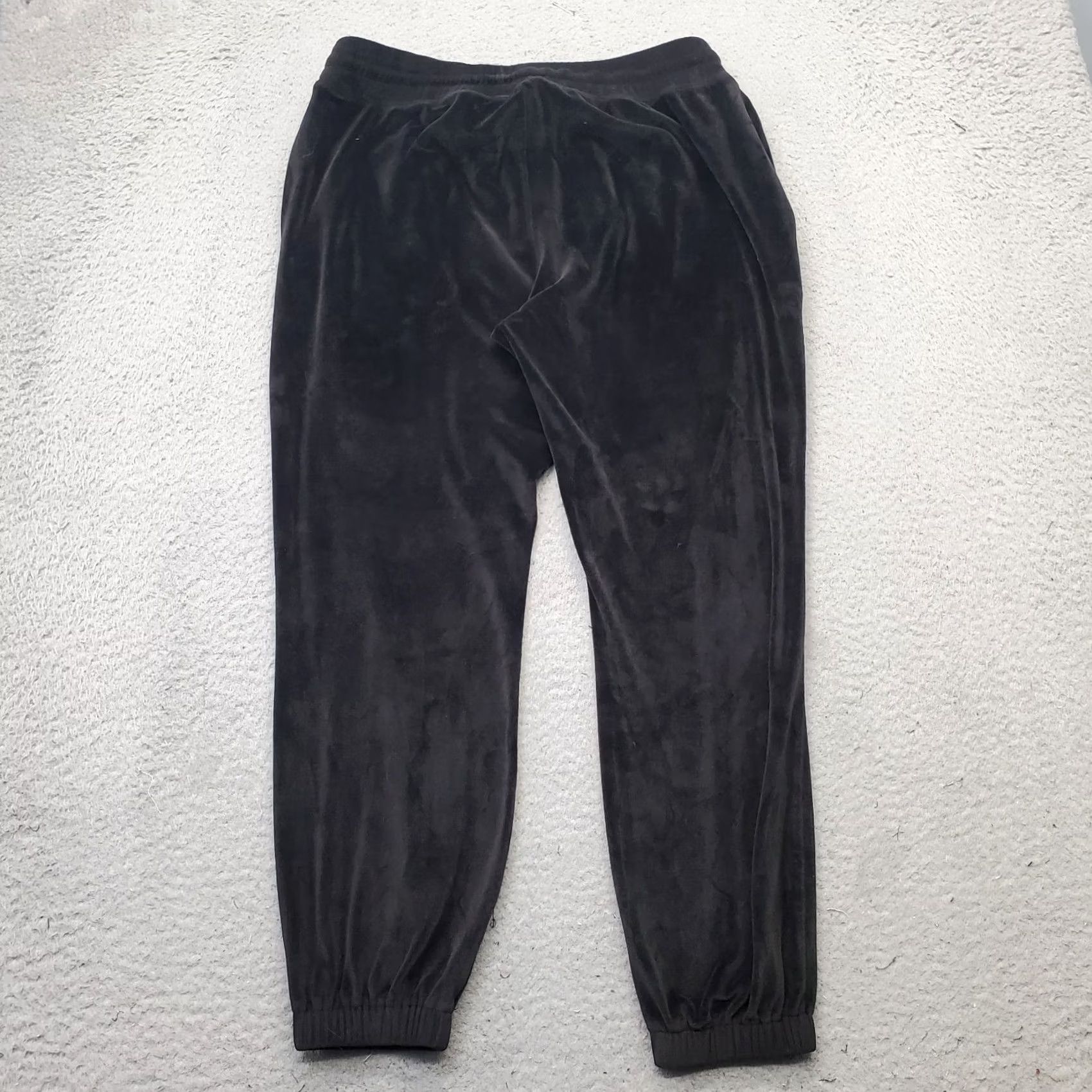 Gap Gap Velour Pants Women M Black Athletic Drawstring Tapered Leg Pockets Lined Sweatpants Regular Inseam 26.25" Size: Womens Size M Size 32" / US 10 / IT 46 - 2 Thumbnail