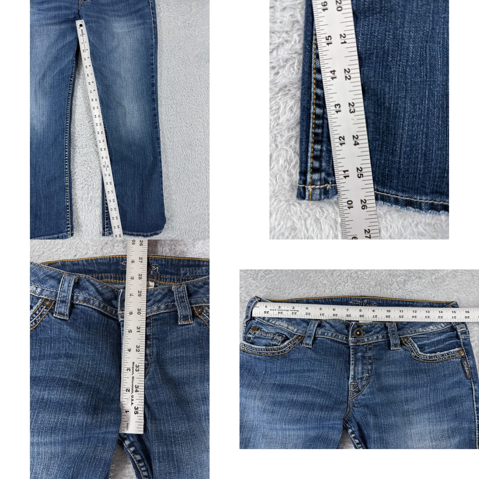Silver Jeans Co. Silver Jeans Pants Womens 31 Blue Denim Jeans Crop Low Rise 30x26 Pioneer Flood Size 24" / US 00 / IT 34 - 8 Thumbnail