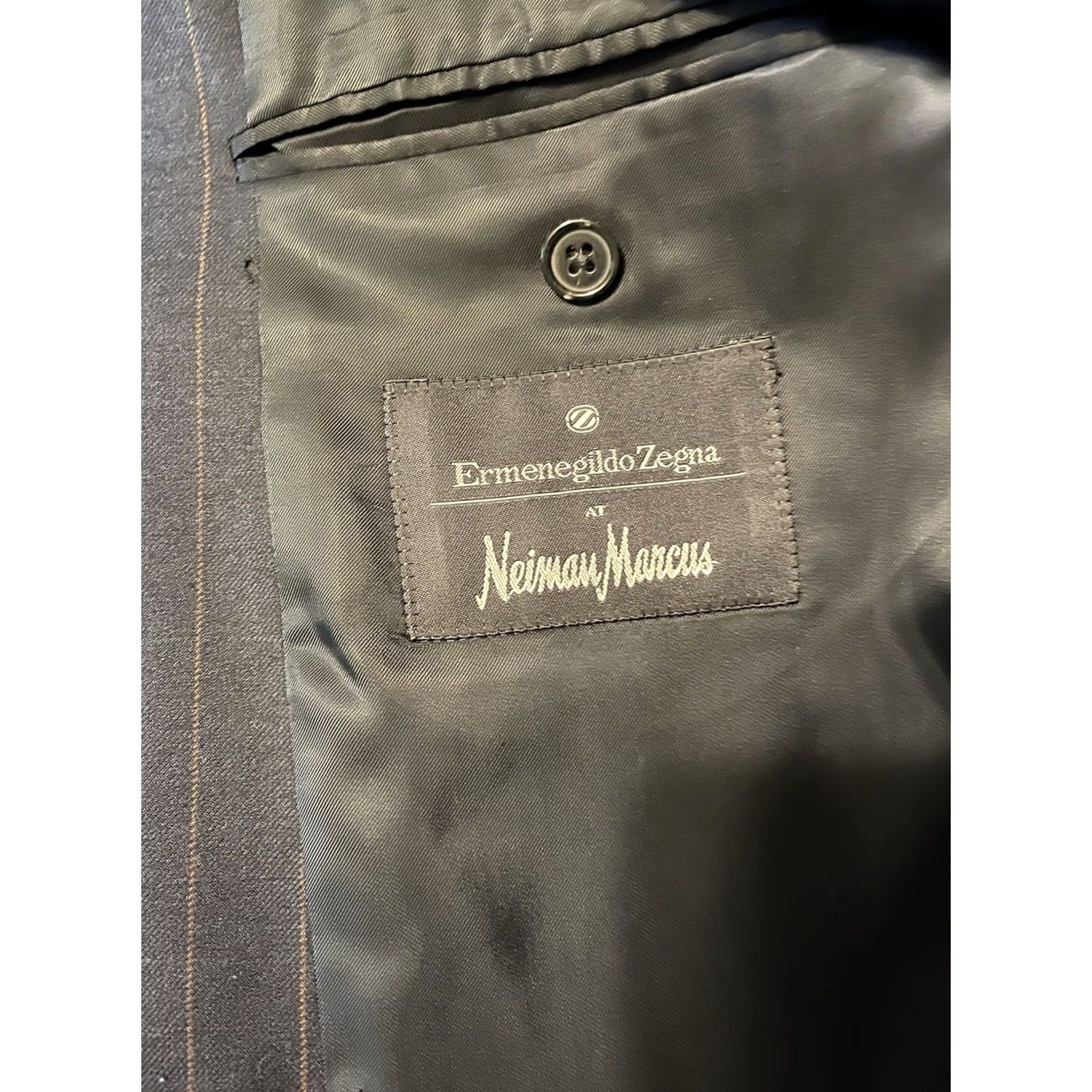 Ermenegildo Zegna Ermenegildo Zegna Neiman Marcus Navy Blue Pinstripe Suit Jacket - Men 40R Size 40R - 4 Thumbnail