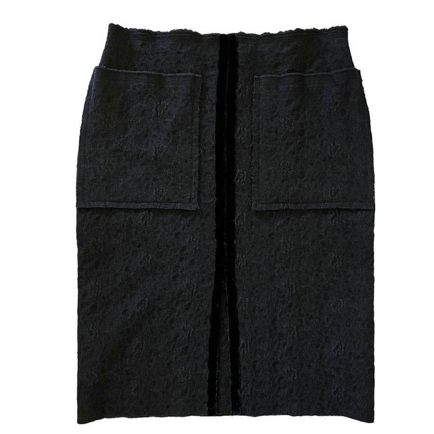 Lanvin Lanvin Runway Vintage Gray Wool Black Velvet Pencil Skirt Size 26" / US 2 / IT 38 - 1 Thumbnail