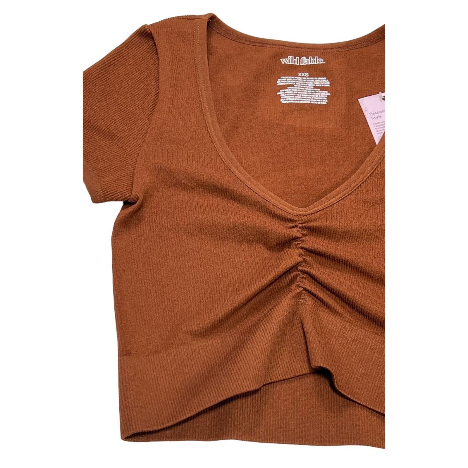 Other Wild Fable - Women's V-Neck Short Sleeve Top - Brown - XXS Size XXS / US 00 / IT 34 - 11 Thumbnail