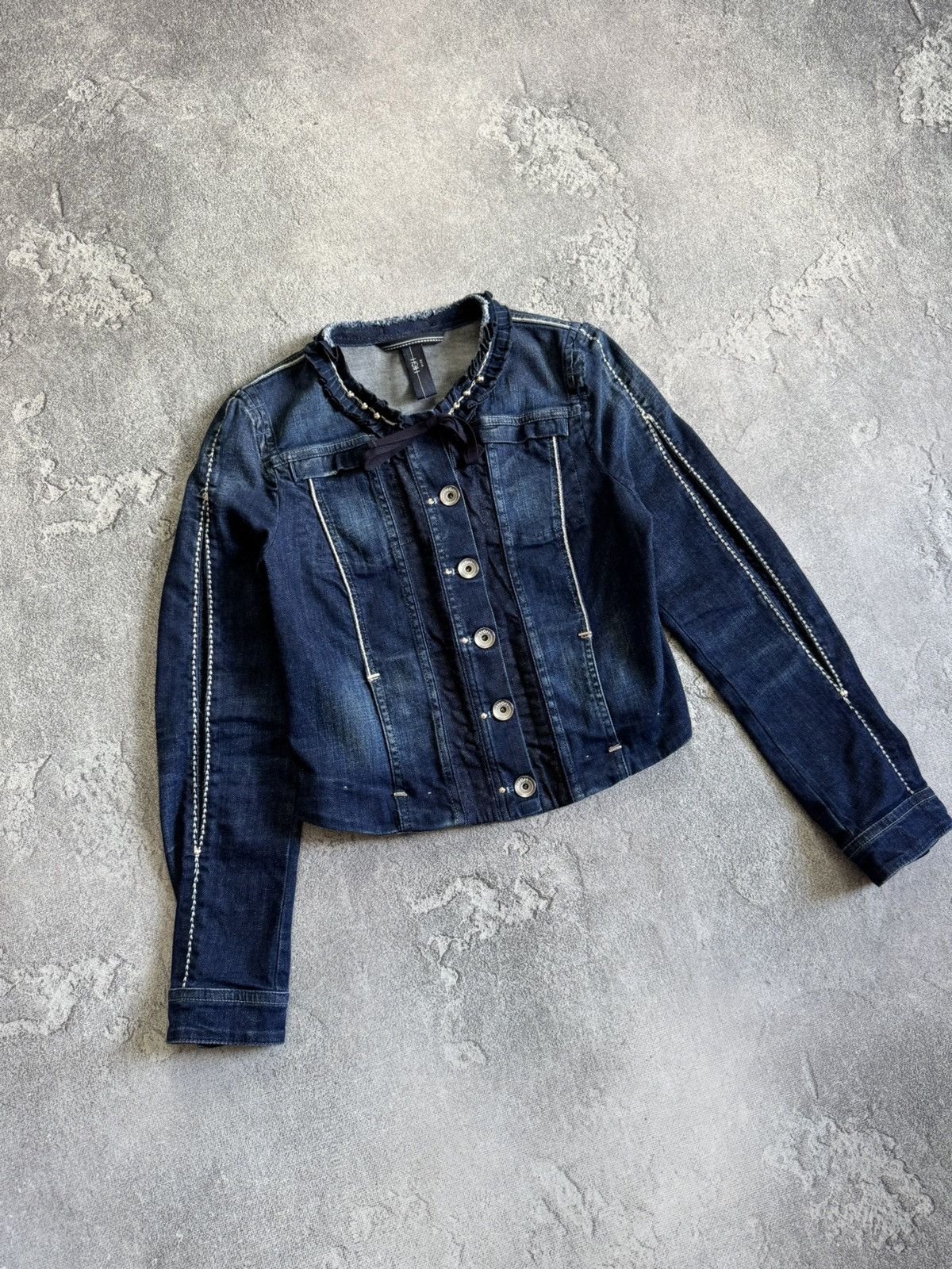 Vintage Womens HIGH Blue Use Couture Button Denim Jacket Blazer Size M / US 6-8 / IT 42-44 - 3 Thumbnail