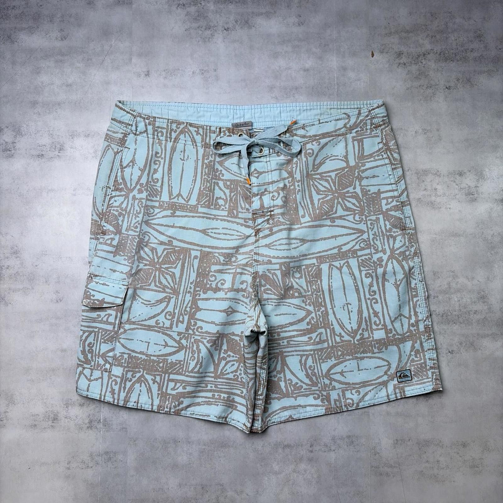 Quiksilver Y2K Blue Quiksilver Grunge Surf Aztec Baggy Board Shorts Size US 38 / EU 54 - 1 Thumbnail