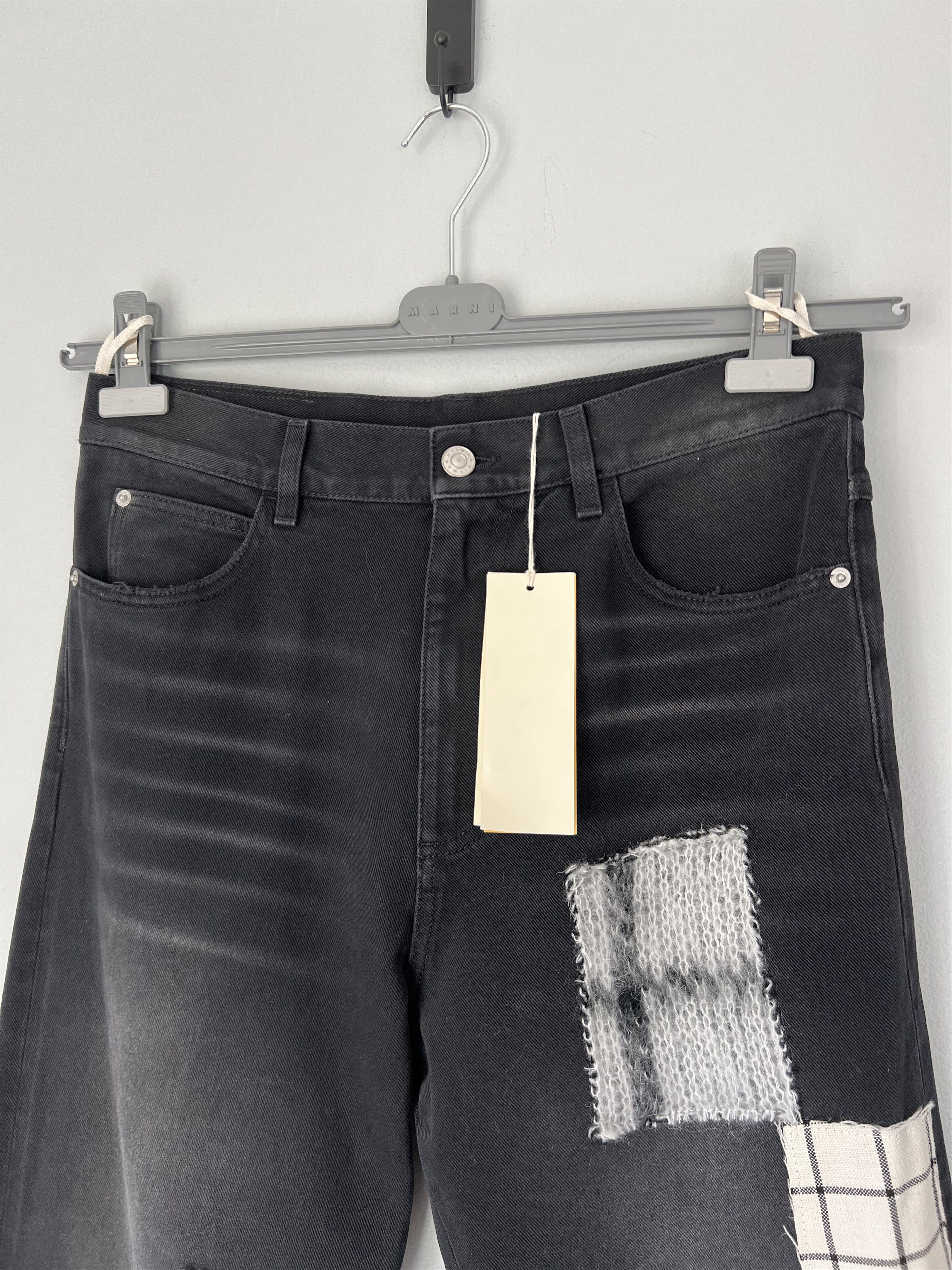 Marni Marni Patchwork Bleached Cotton Bull Denim in Black Size US 32 / EU 48 - 2 Thumbnail