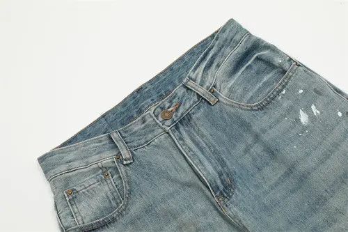 Japanese Brand × Jean Pants Punk loose washed wide-leg straight ink-splashed jeans Size US 34 / EU 50 - 4 Thumbnail