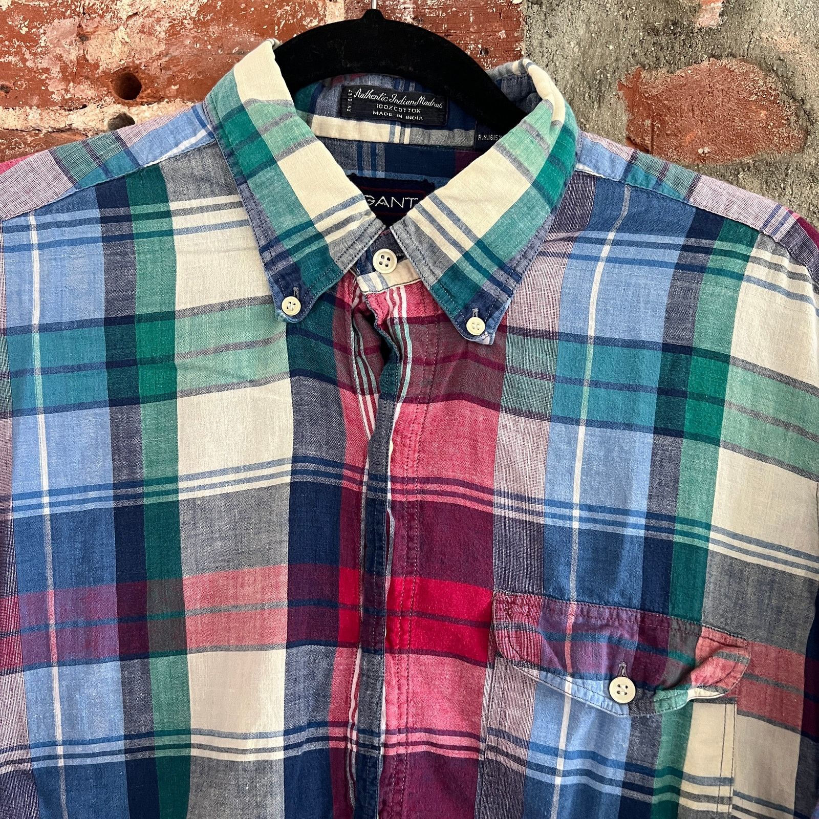 Gant VTG GANT Indian Madras Men's SS Shirt L 22x27 Size US L / EU 52-54 / 3 - 1 Thumbnail