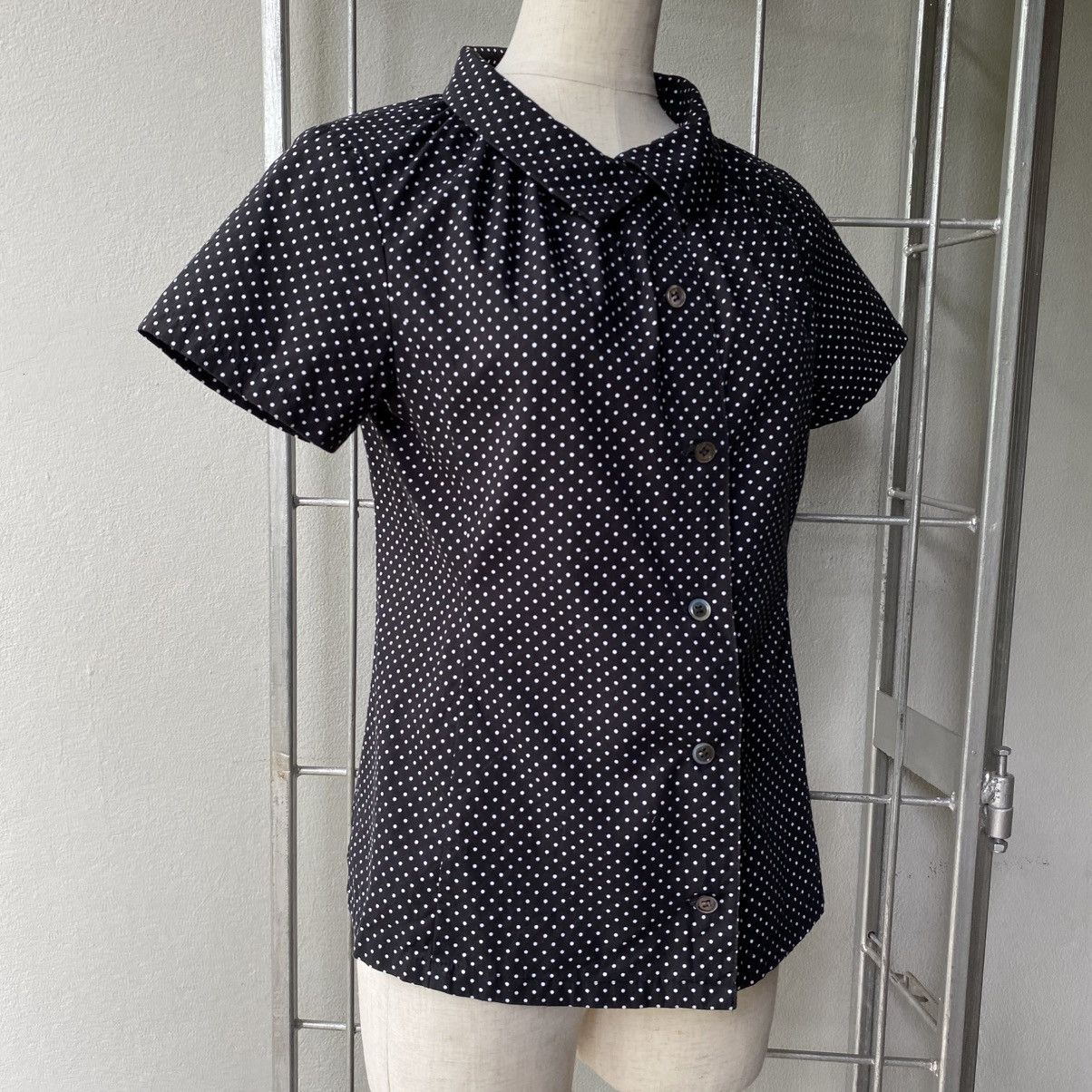 Japanese Brand A/T Black Dot Blouse with Peter Pan Collar Size S / US 4 / IT 40 - 18 Thumbnail