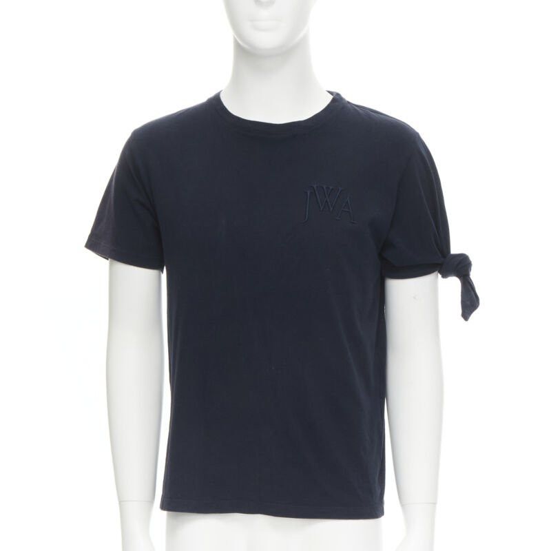 JW Anderson JW ANDERSON JWA logo embroidered navy blue cotton tie sleeve T-shirt S Size US S / EU 44-46 / 1 - 1 Thumbnail