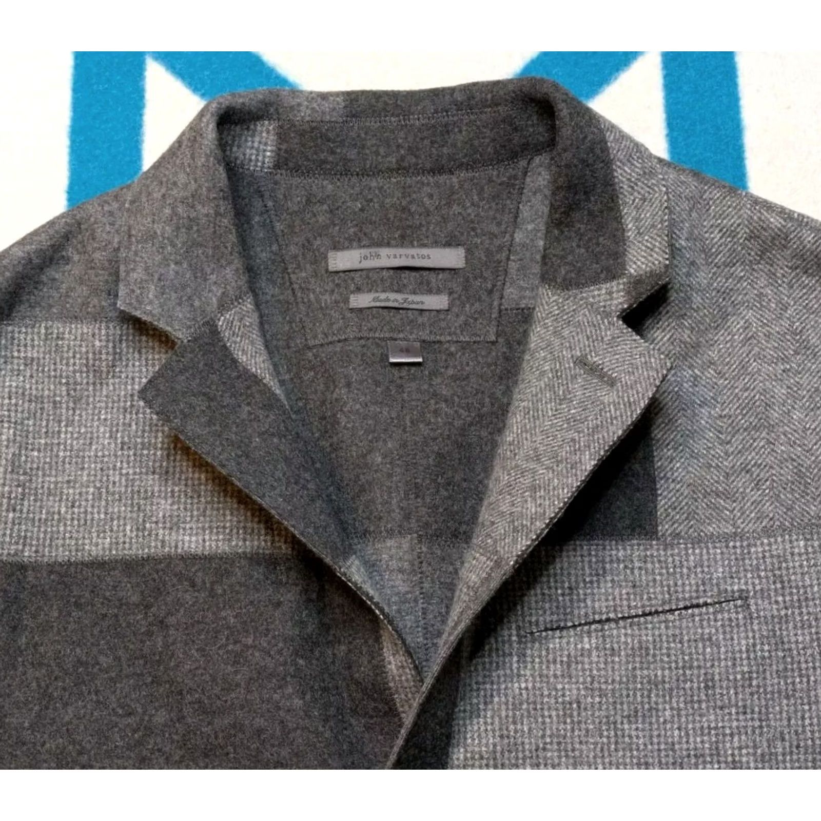 John Varvatos John Varvatos Blazer Jacket Coat Wool Cashmere Patchwork Japan Size 48 Gray Mens Designer Size 48R - 3 Thumbnail