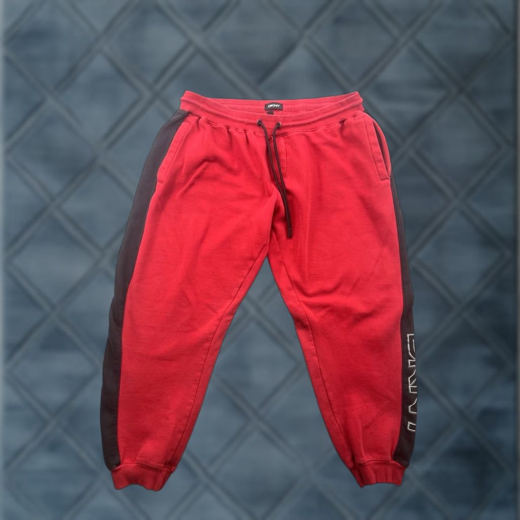 DKNY DKNY Jogger Pants Men's XL Red Fleece Drawstring Sweatpants | Size XL | Cotton Blend Polyester Athletic Tapered Inseam 29 in Pockets Elastic Waist Size US 36 / EU 52 - 1 Thumbnail